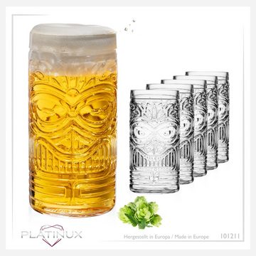 PLATINUX Glas Tiki Gläser, Glas, Cocktailgläser Set 6-Teilig 450ml (max. 500ml) Biergläser Longdrinkgläser Hawaiianisch