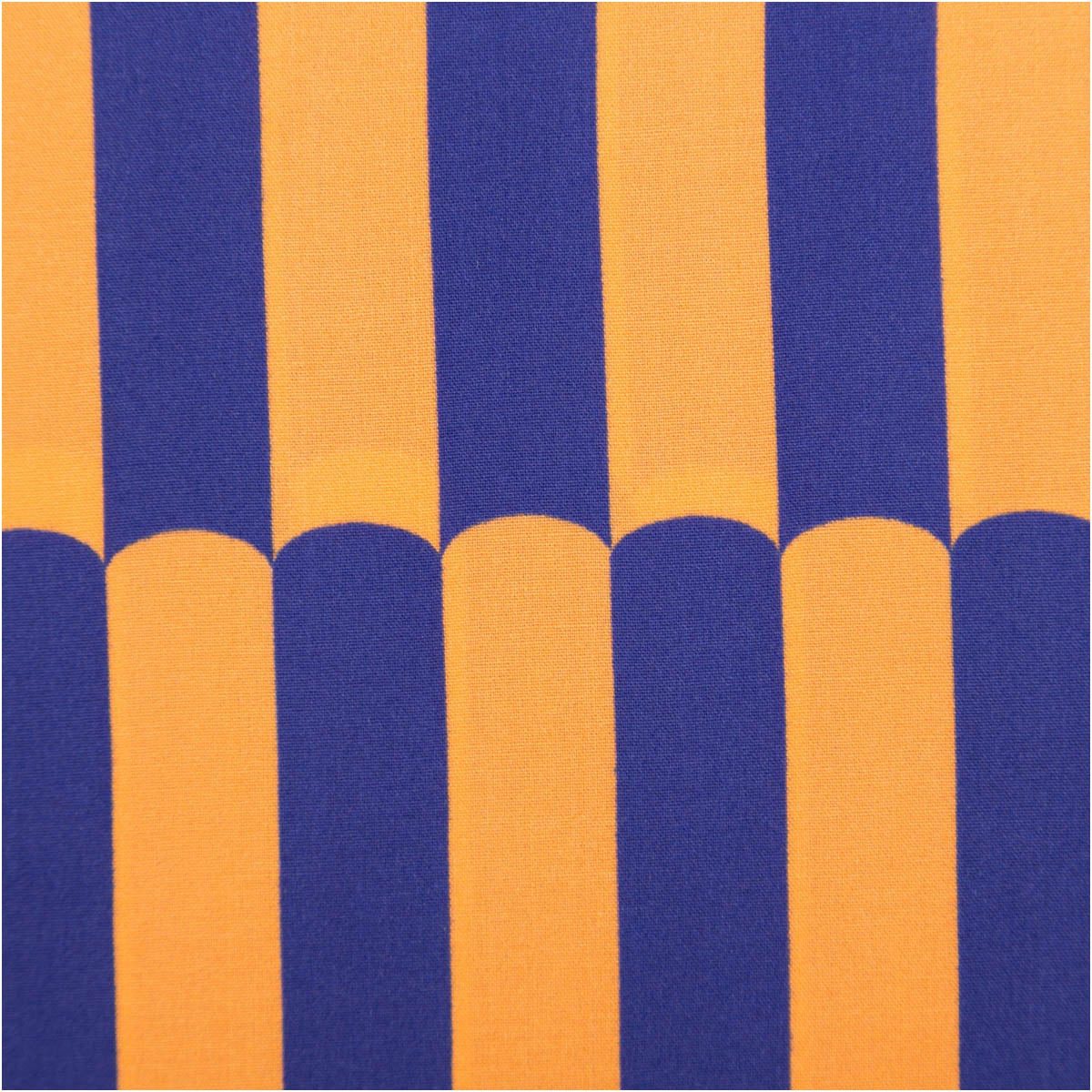SCHÖNER LEBEN. Stoff Viskose Stoff Meterware Lenzing EcoVero™ Retro kobaltblau orange 140cm, mit Metallic-Effekt,atmungsaktiv,pflegeleicht
