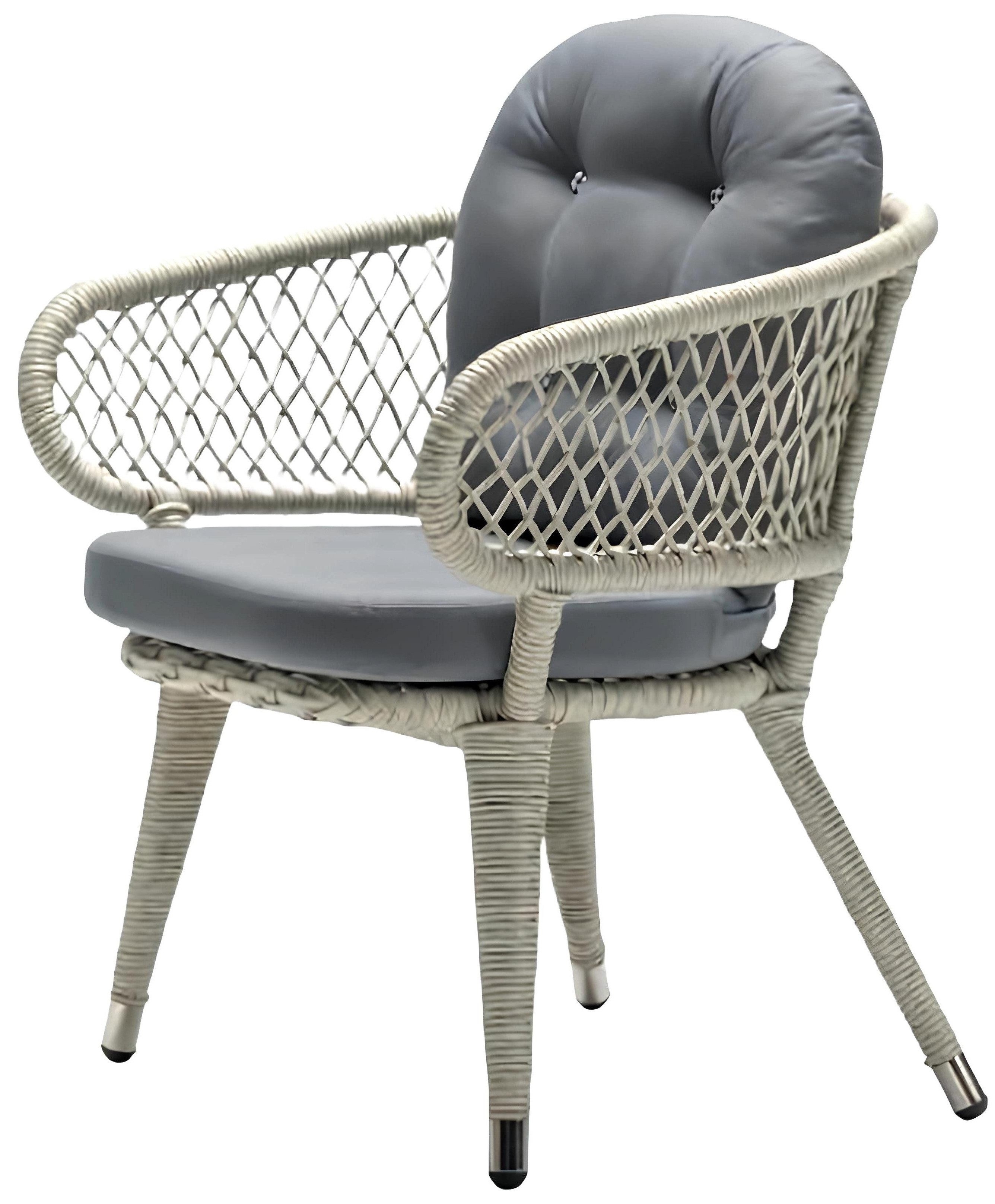 Xlmoebel Gartensessel Grauer Rattan-Sessel Chesterfield - Luxuriöse moderne Terrassenmöbel (Sessel), Hergestellt in Europa