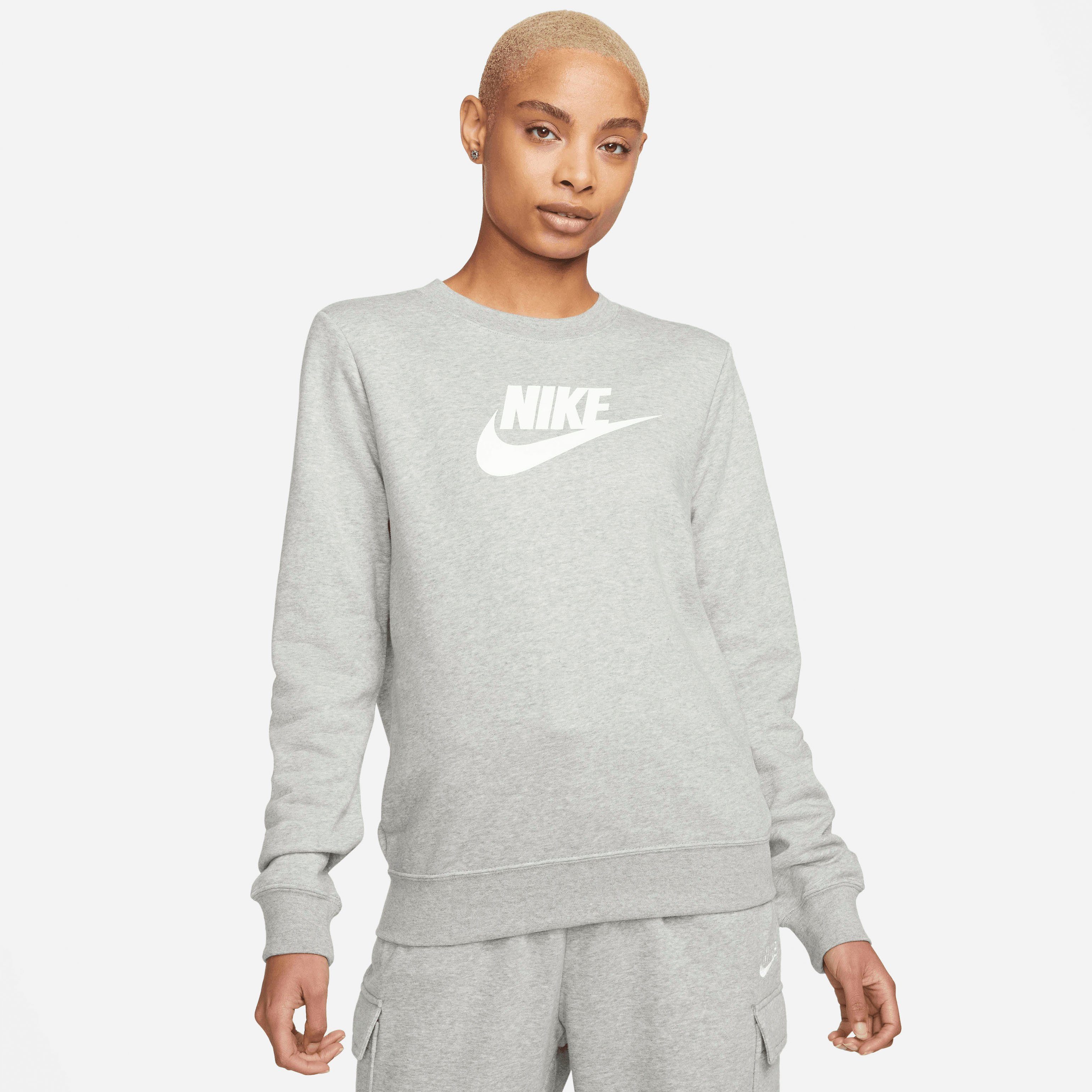 Nike Sportswear Sweatshirt Club Fleece Women's Logo Crew-Neck Sweatshirt DK GREY HEATHER/WHITE