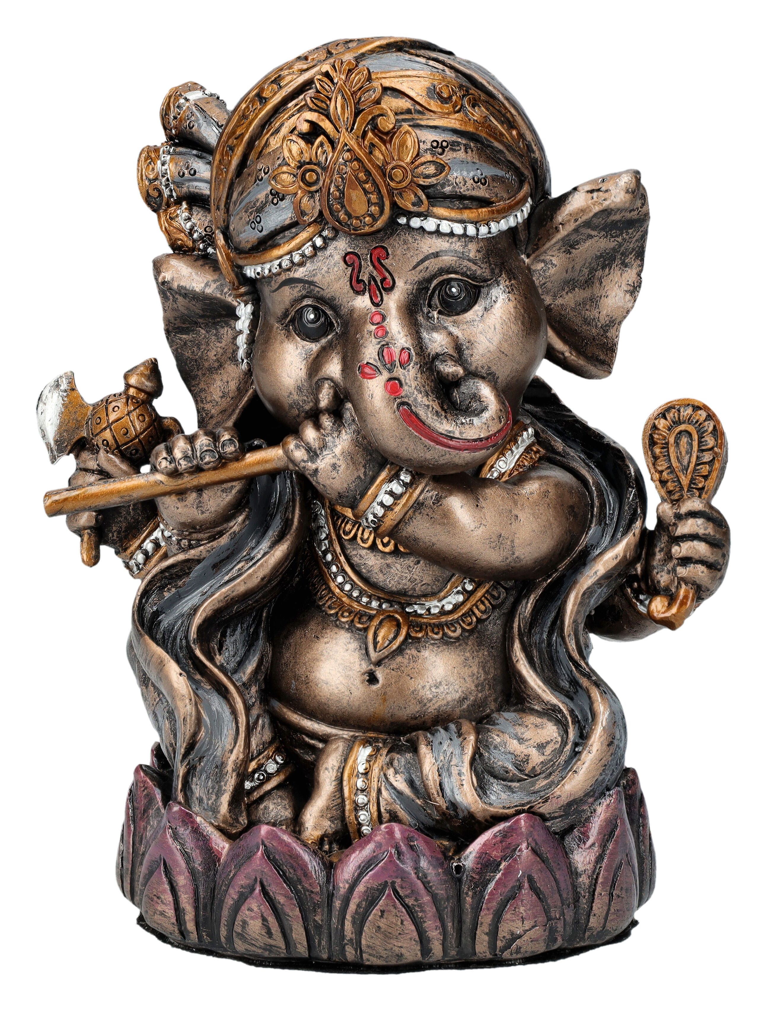 Figuren Shop GmbH Фигурка курильщик Rückfluss-Räucherhalter - Musizierender Ganesha Hindu Gott Dekoration