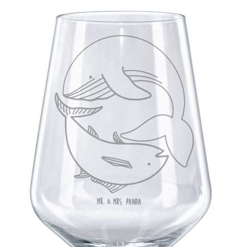 Mr. & Mrs. Panda Rotweinglas Walfisch Thunfisch - Transparent - Geschenk, Rotweinglas, Spülmaschin, Premium Glas, Feine Lasergravur