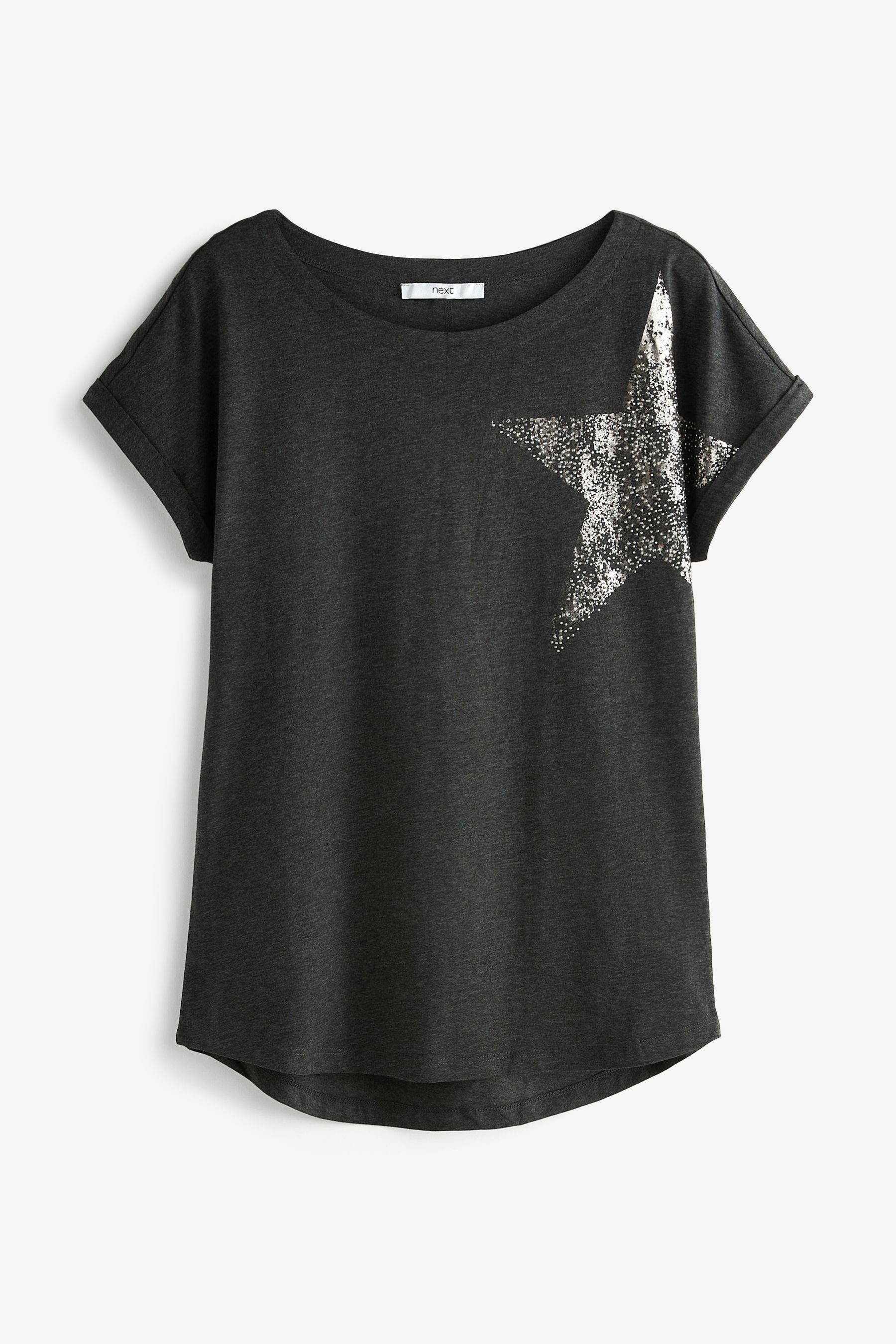 Next T-Shirt T-Shirt mit geschwungenem Saum (1-tlg) Charcoal