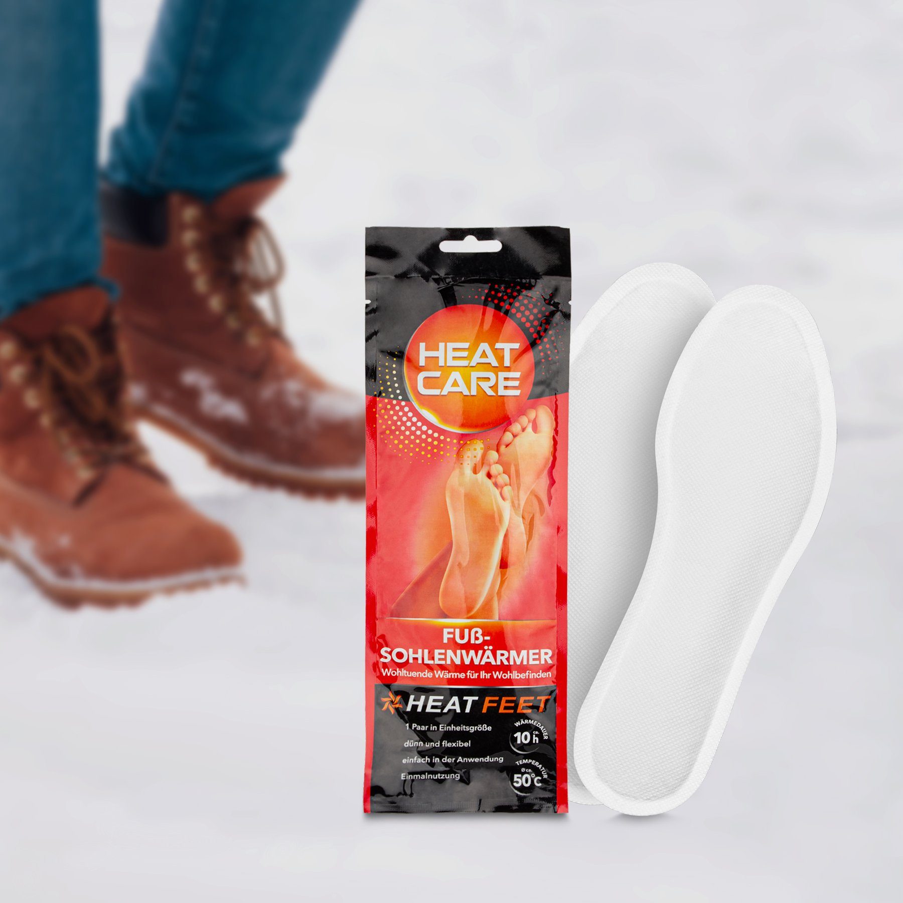 BigDean Thermosohlen 10 Paar beheizbare Einlegesohlen Wärmesohlen für Schuhe 39-44 EU (Set, 20-tlg., Fußwärmer), Thermo Einlegesohlen, Dünnes Flexibles Design, 50°c Im schuh