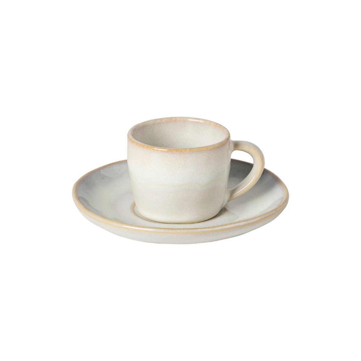 Costa Nova Espressotasse Espressotasse Brisa, Salt White, 7 cl, Ø 12,5 cm, 1-tlg., Keramik, mit Henkel und Untertasse