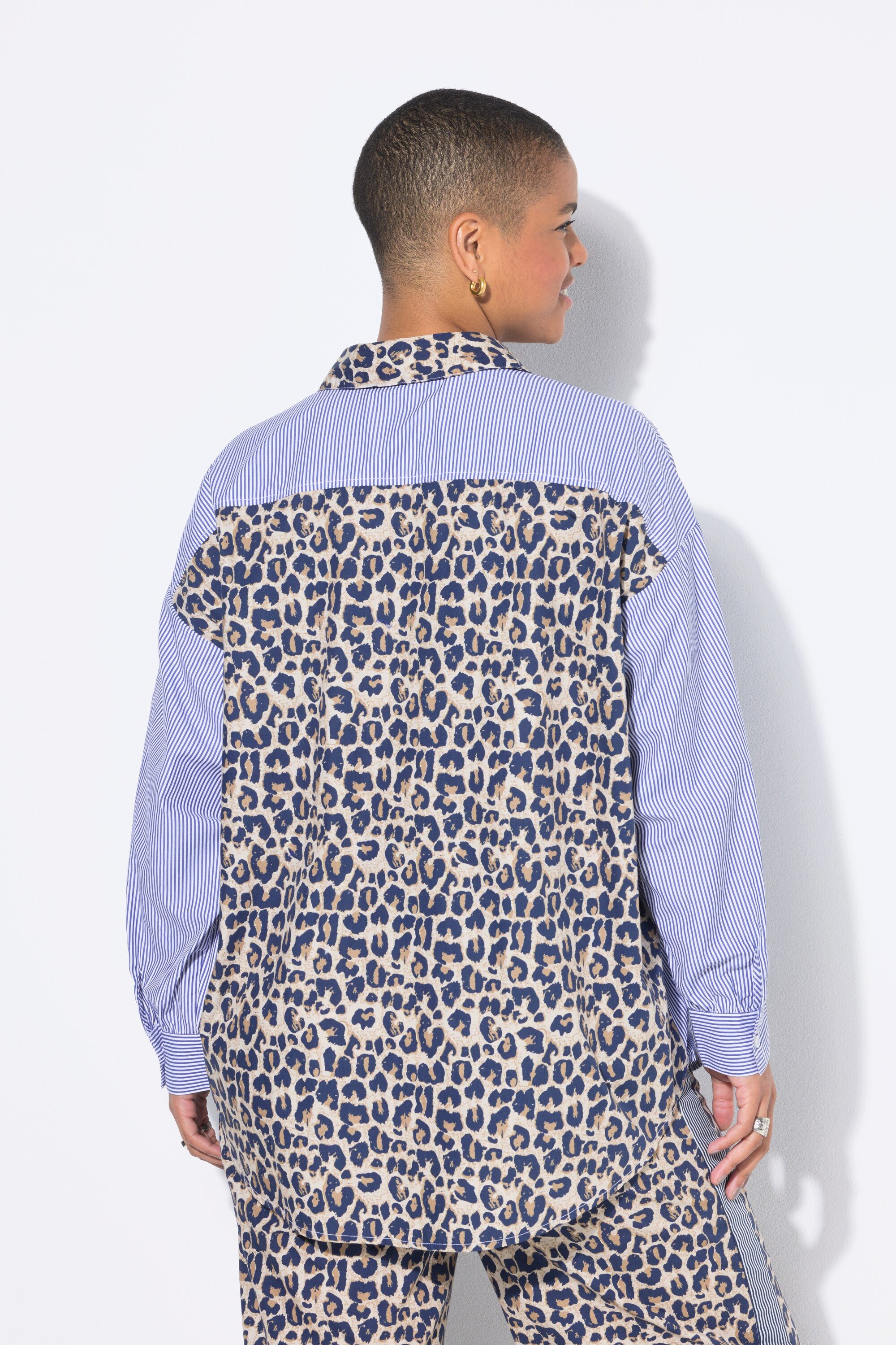 Studio Untold Hemdbluse Hemd Oversize Shape mit Streifen/Leo
