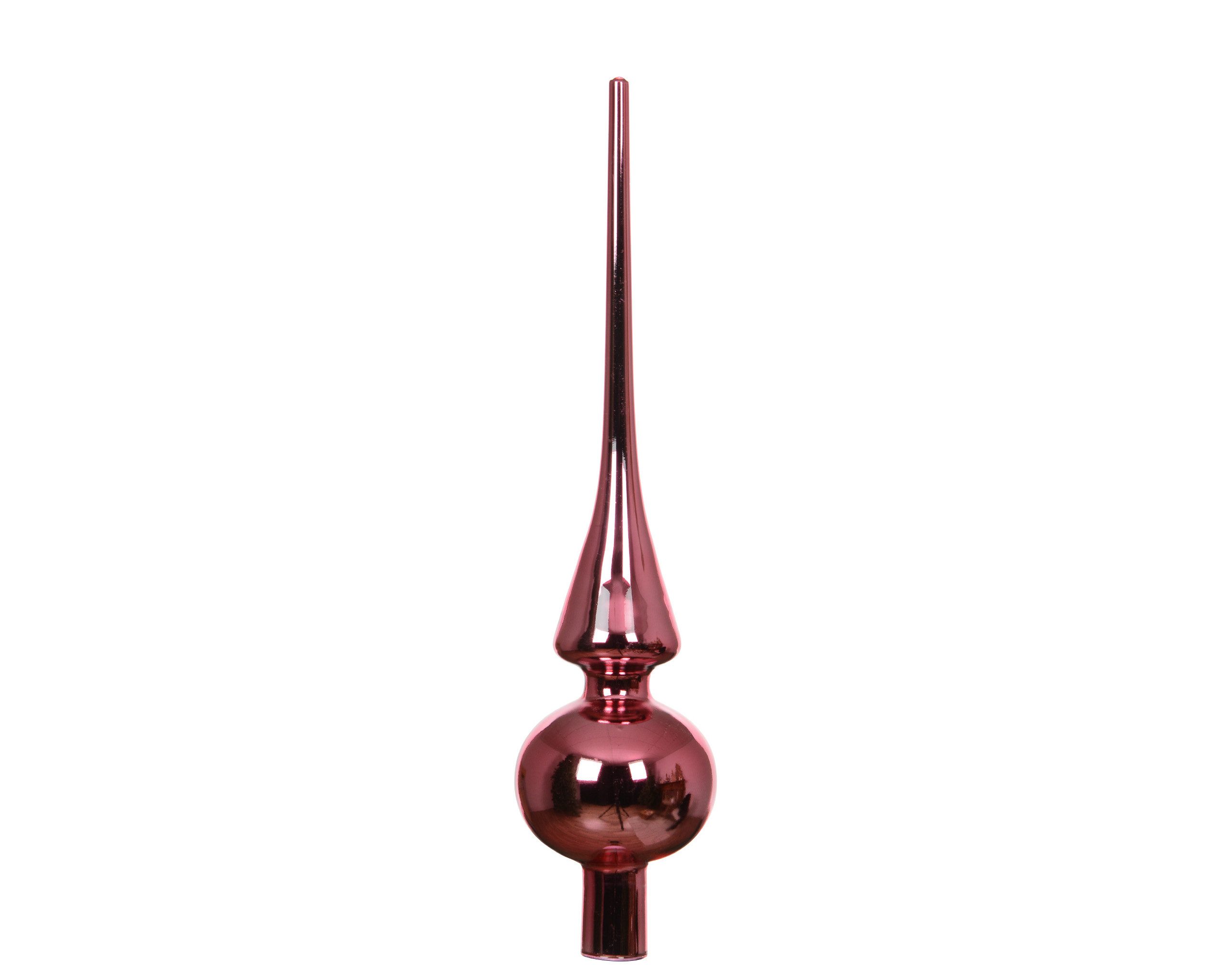 Kaemingk Christbaumspitze, Christbaumspitze Glas 26cm - Blütenrosa glänzend