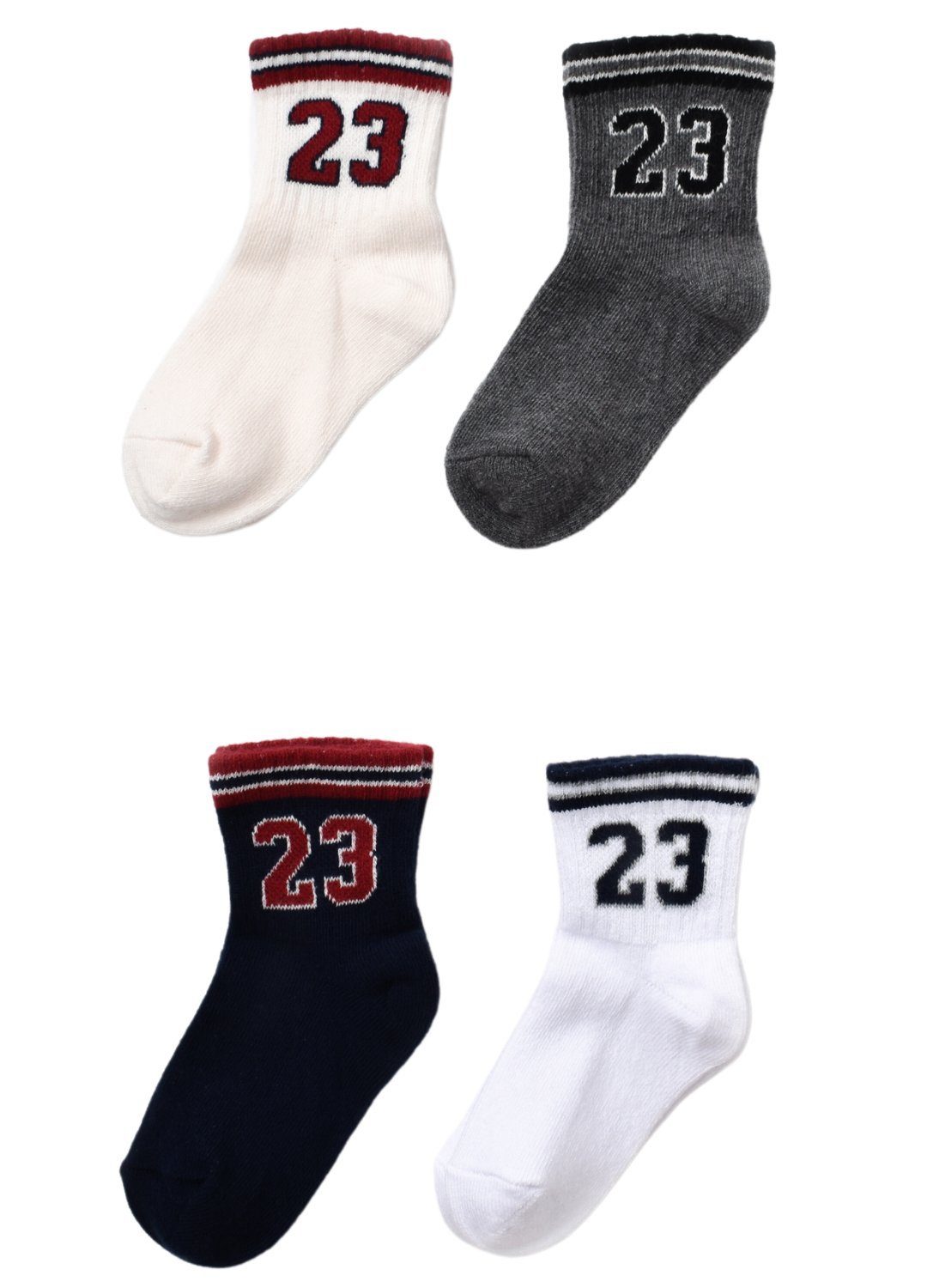 (21-36) (Set, biorganic 1-8 4-Paar, Jungen Nummer der GOTS-zertifiziert Jahre mit 4er-Pack) Baby Kinder Design Socken Numbers Socken 23