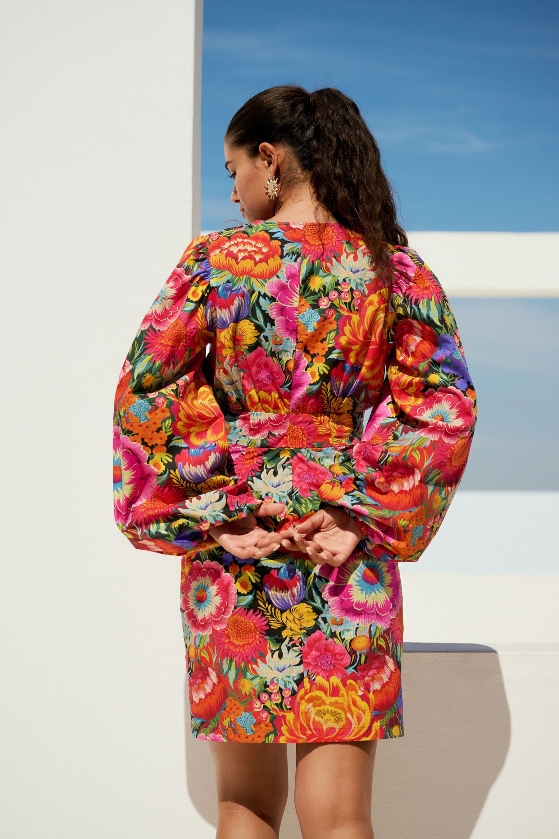 Next Minikleid Langärmeliges, tailliertes Blouson-Minikleid (1-tlg) günstig online kaufen