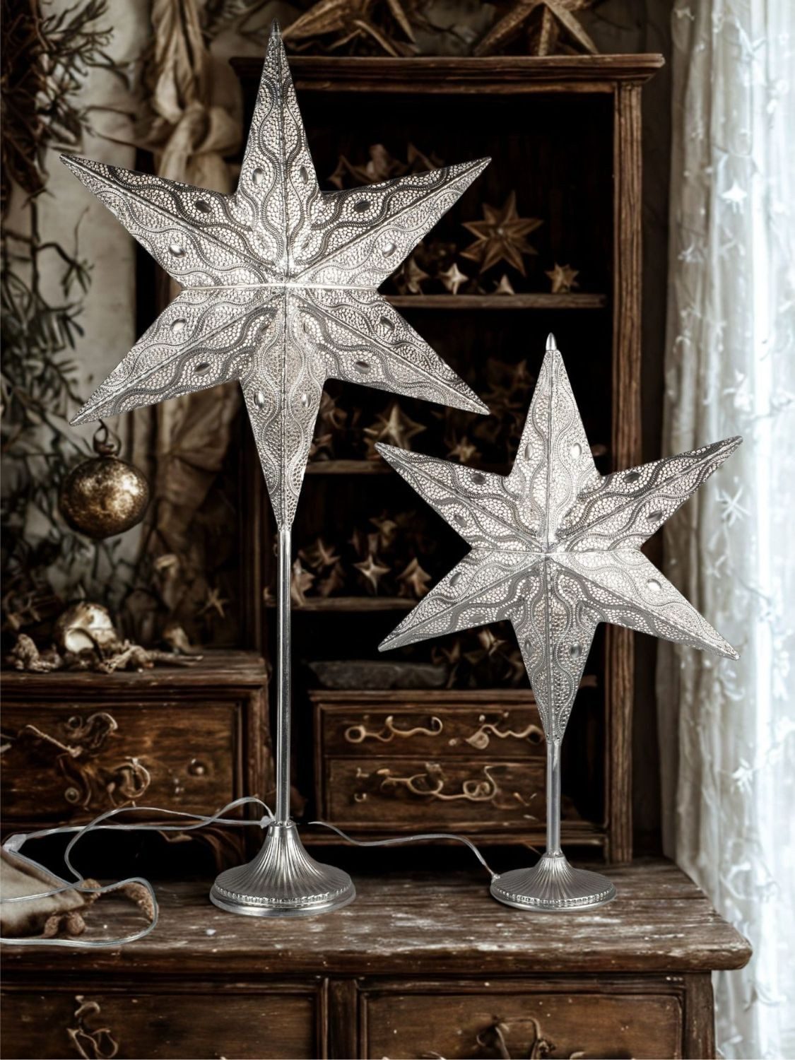 formano Tischleuchte Capri, Höhe: 65cm, Farbe: Silber, Motiv: Stern