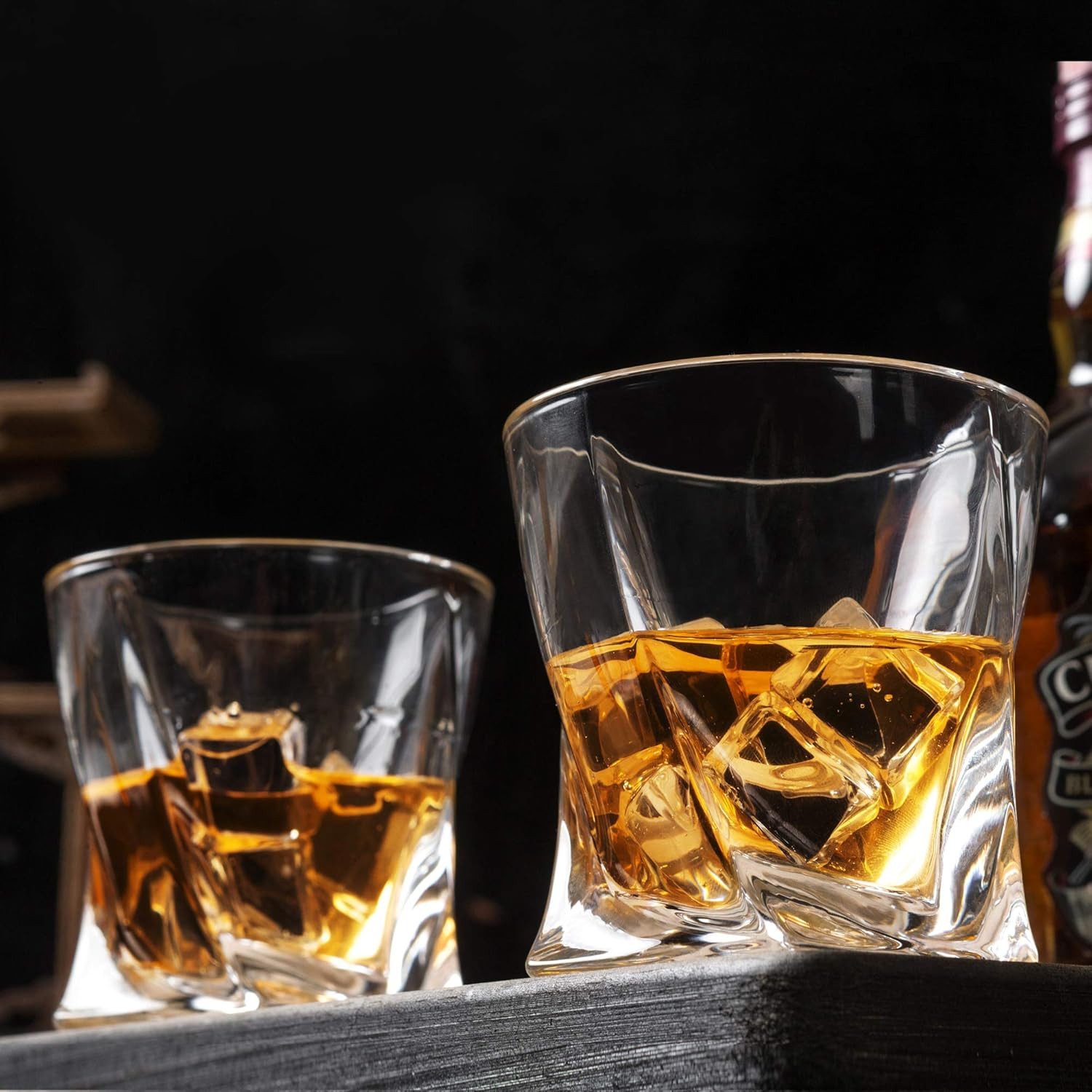 FELIXLEO Tumbler-Glas Whiskygläser 4er Set 10 Oz Heavy Base Cocktail Rum Wodka Geschenkset – Bild 5 von 5
