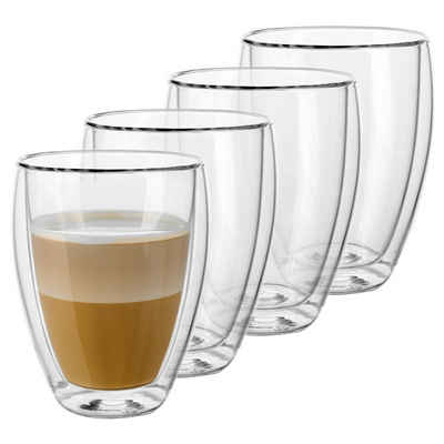 GENTOR Gläser-Set GENTOR Glas Set Doppelwandige Gläser 2er Set Wasserglas Saftglas Krist, 2-teilige Cappuccino Glas 250ml