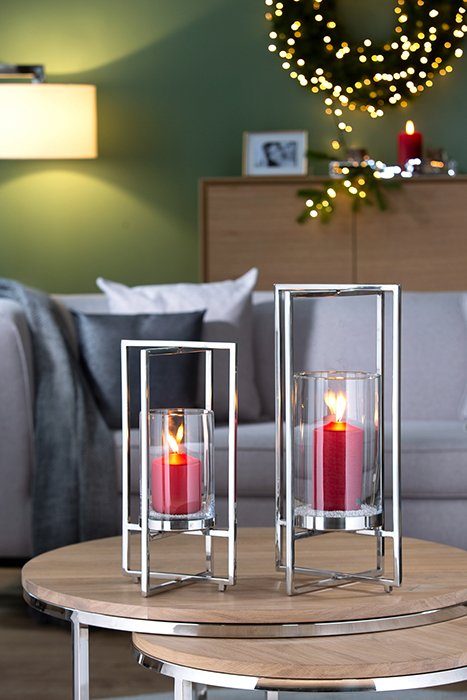 Fink Windlicht NORMAN, Weihnachtsdeko (1 St), aus Edelstahl und Glas, 1-flammig