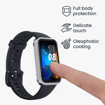 kwmobile Smartwatch-Hülle 2x Hülle für Huawei Band 8, Fullbody Fitnesstracker Glas Cover Case Schutzhülle Set