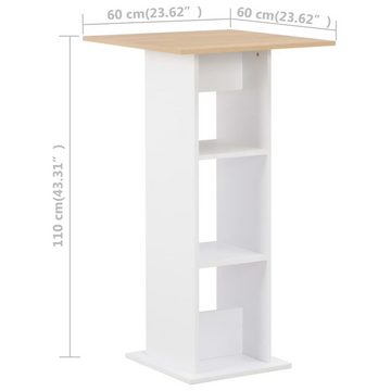 vidaXL Esstisch Bartisch Weiß und Sonoma-Eiche 60x60x110 cm (1-St)