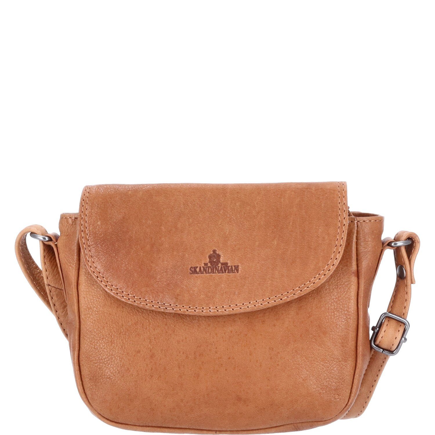 Umhängetasche The Skandinavian Brand Damen Leder Tasche, Umhängetasche Cognac