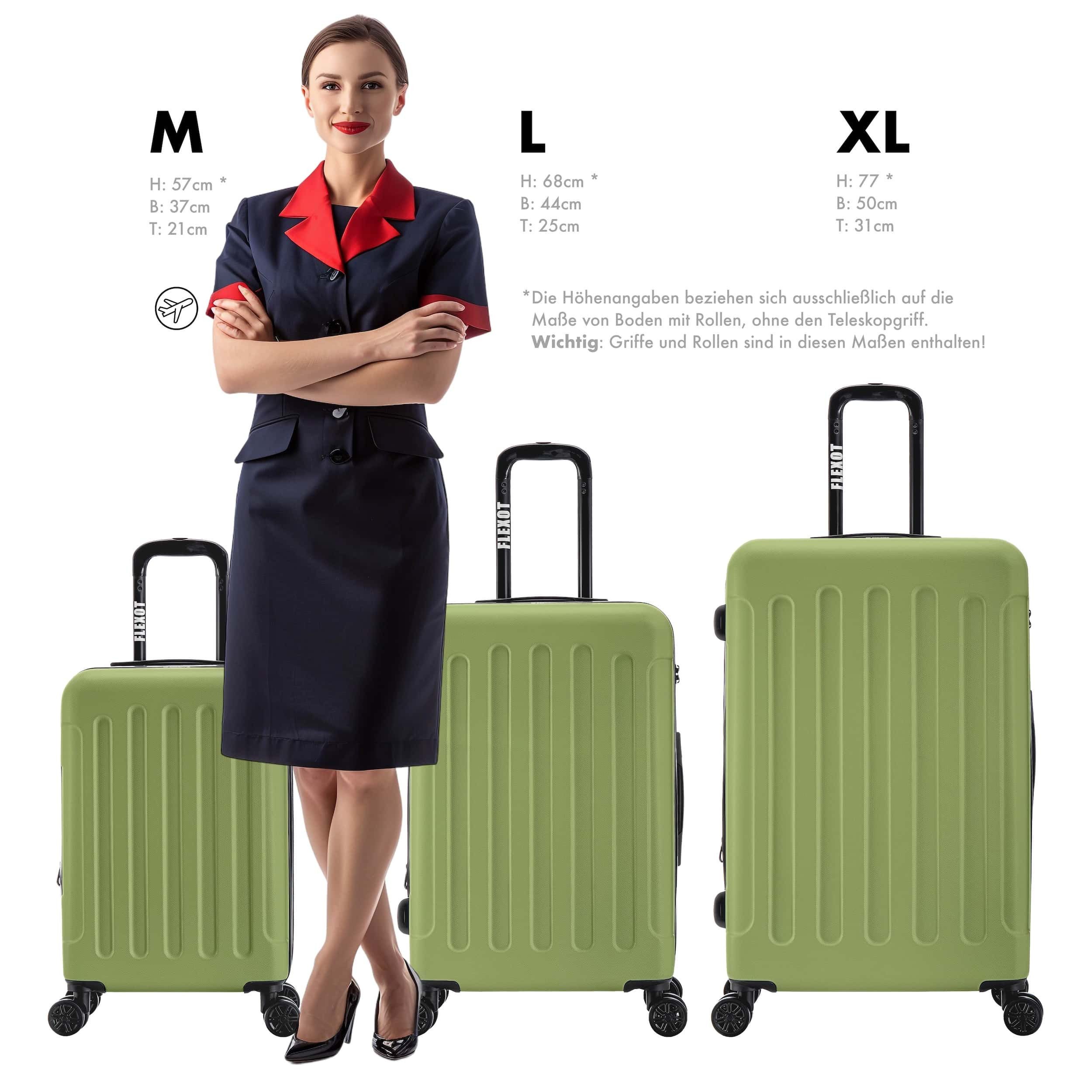 Flexot Hartschalen-Trolley F-3045 (Gr. M, L, XL) – Kofferset – ABS-Hartschale, 4 Rollen, Robuster und moderner Koffer mit vier 360° Rollen und Zahlenschloss – Bild 2 von 5