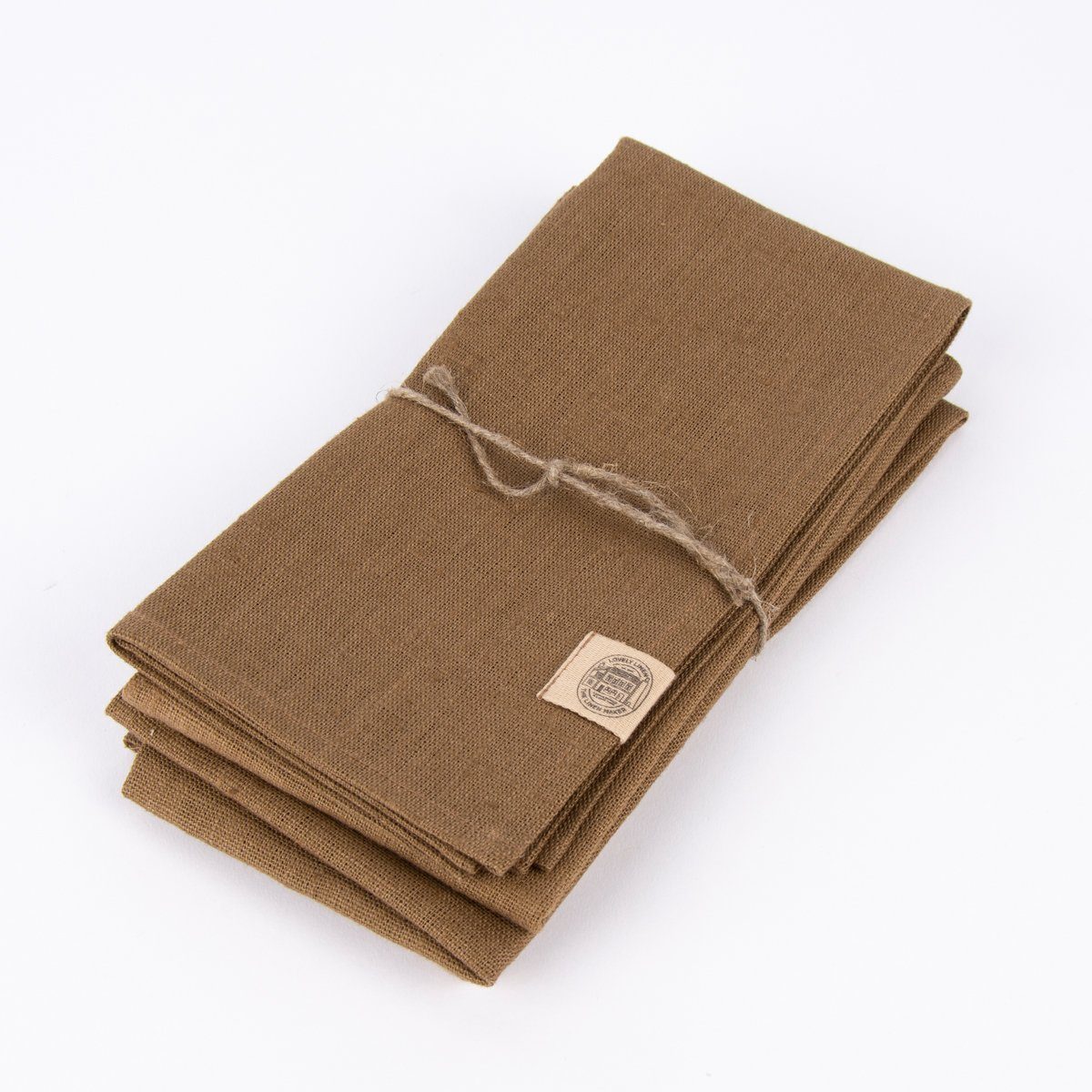 Platzset Stoffservietten Erik aus 100% Leinen 4 Stück 44x44cm nougat