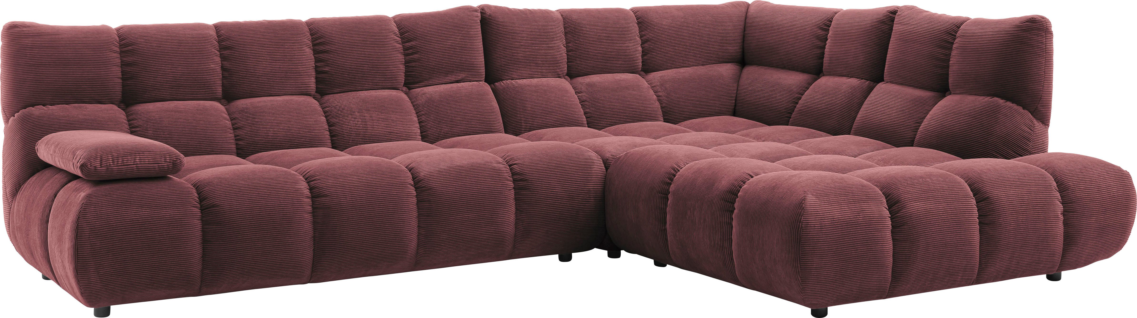 Home affaire Ecksofa Cozy Bubble, mit klappbarer Armlehne, Breite 324 cm, mit eleganter Steppung, Rundumbezug & weicher Polsterung