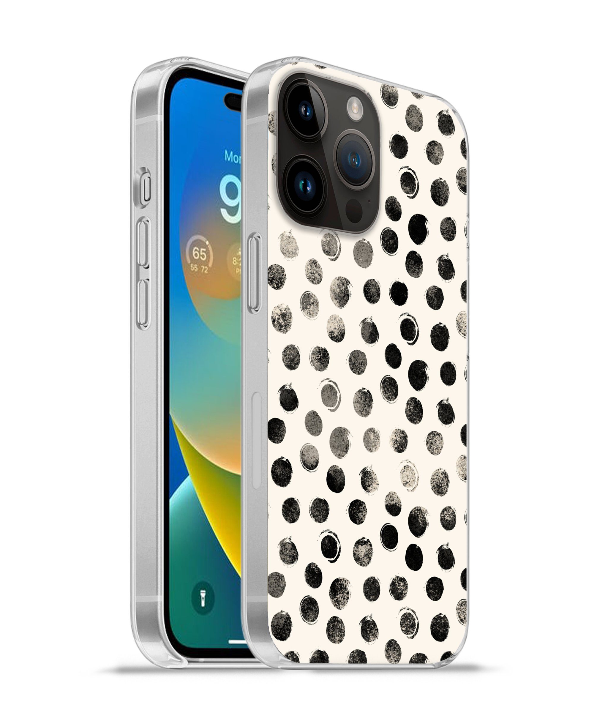 Handyhülle für Apple iPhone 14 Pro Max Polka dots - Schwarz - Weiß