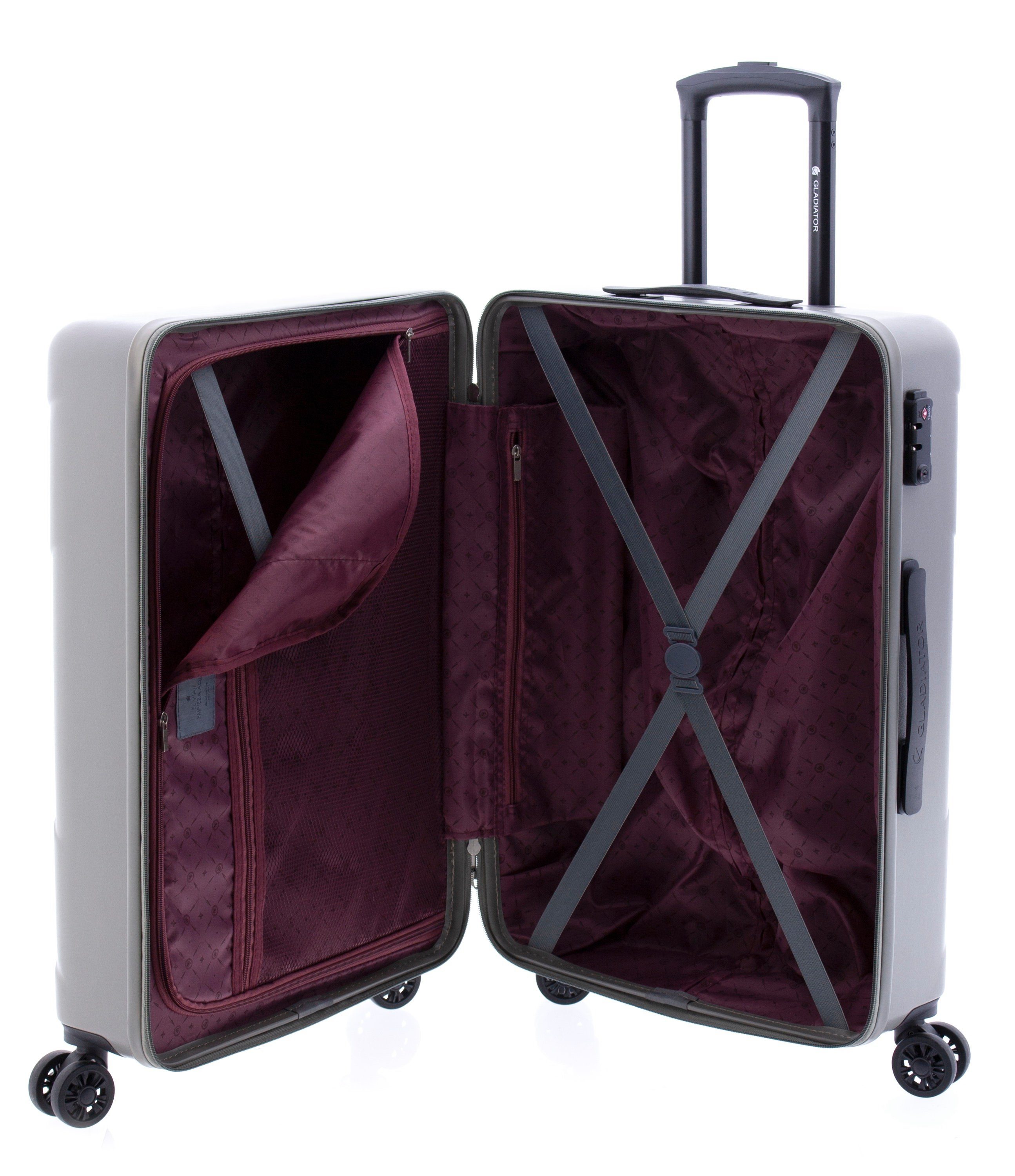 XL-78 TSA, Farben 4 3,8kg, cm, Rollen 4 Hartschalen-Trolley GLADIATOR Koffer grau