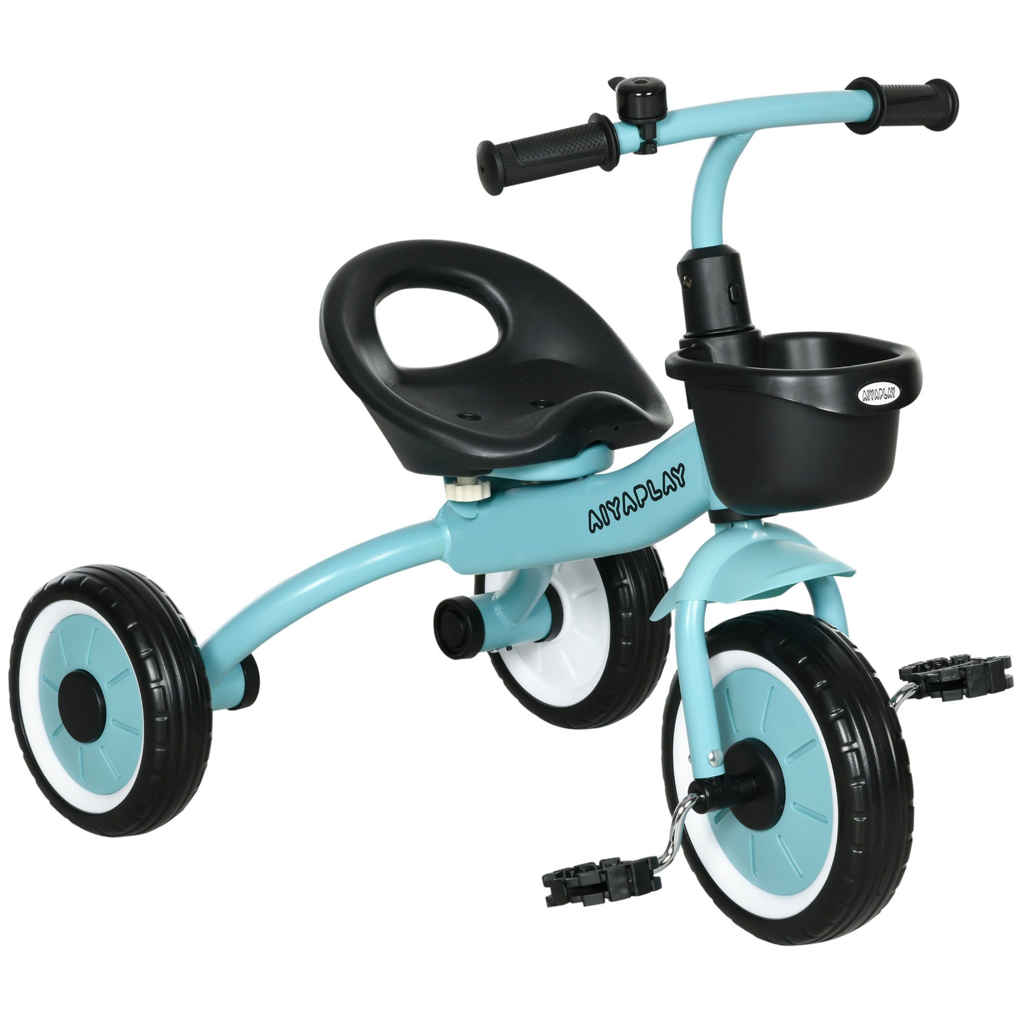 AIYAPLAY Dreirad Kinderfahrrad mit verstellbarer Sitz, Kinderrad, Metall, Blau, 70.5L x 50B x 58H cm