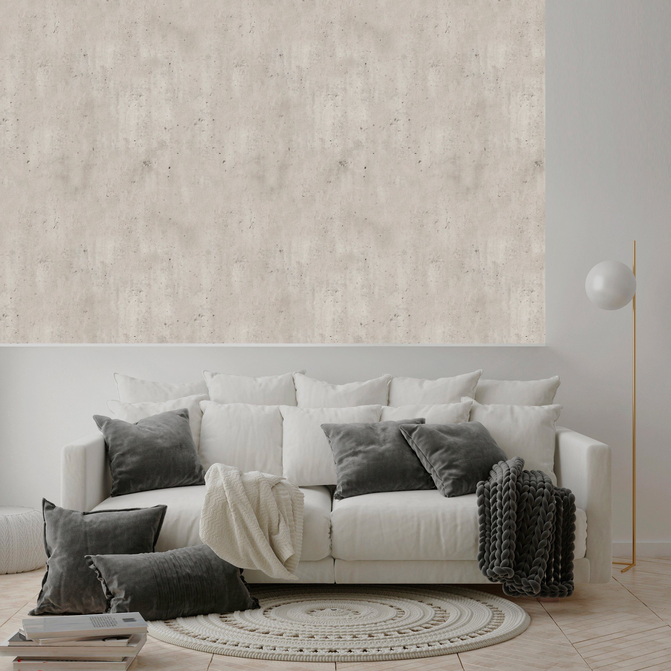 queence Vinyltapete Hope, glatt, Abriebeffekte, Steinoptik, bedruckt, clean, minimalistisch, unifarben, 90x250cm, selbstklebend, kinderleichte Anbringung, Sticker