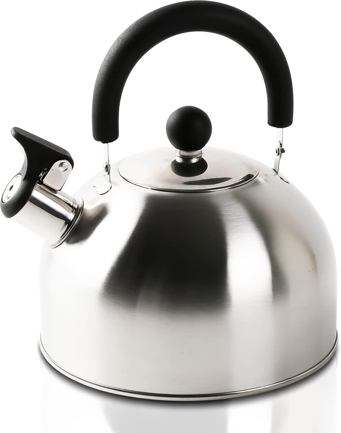 MOPUEA Wasserkessel 2,5 Liter Edelstahl Flötenkessel Teekessel Wasserkocher Pfeifkessel, (Outdoor Picknick Camping Kaffeekanne für Kochen im Freien, 1-tlg., Geeignet für verschiedene Herdarten und Grill Teekessel groß), Campingkessel Edelstahl Wasserkoche