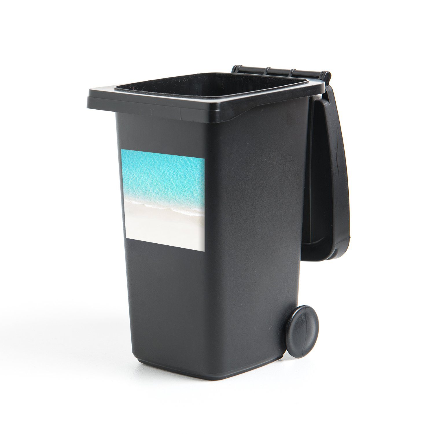 Mülleimer-aufkleber, - Wasser Container, MuchoWow Sticker, Mülltonne, Strand Blau St), Abfalbehälter - Wandsticker (1