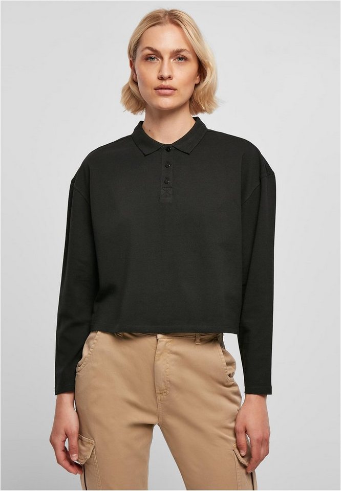 URBAN CLASSICS Langarmshirt Damen Ladies Short Oversized Polo Longsleeve (1- tlg), Stylisches T-Shirt aus angenehmer Baumwollmischung