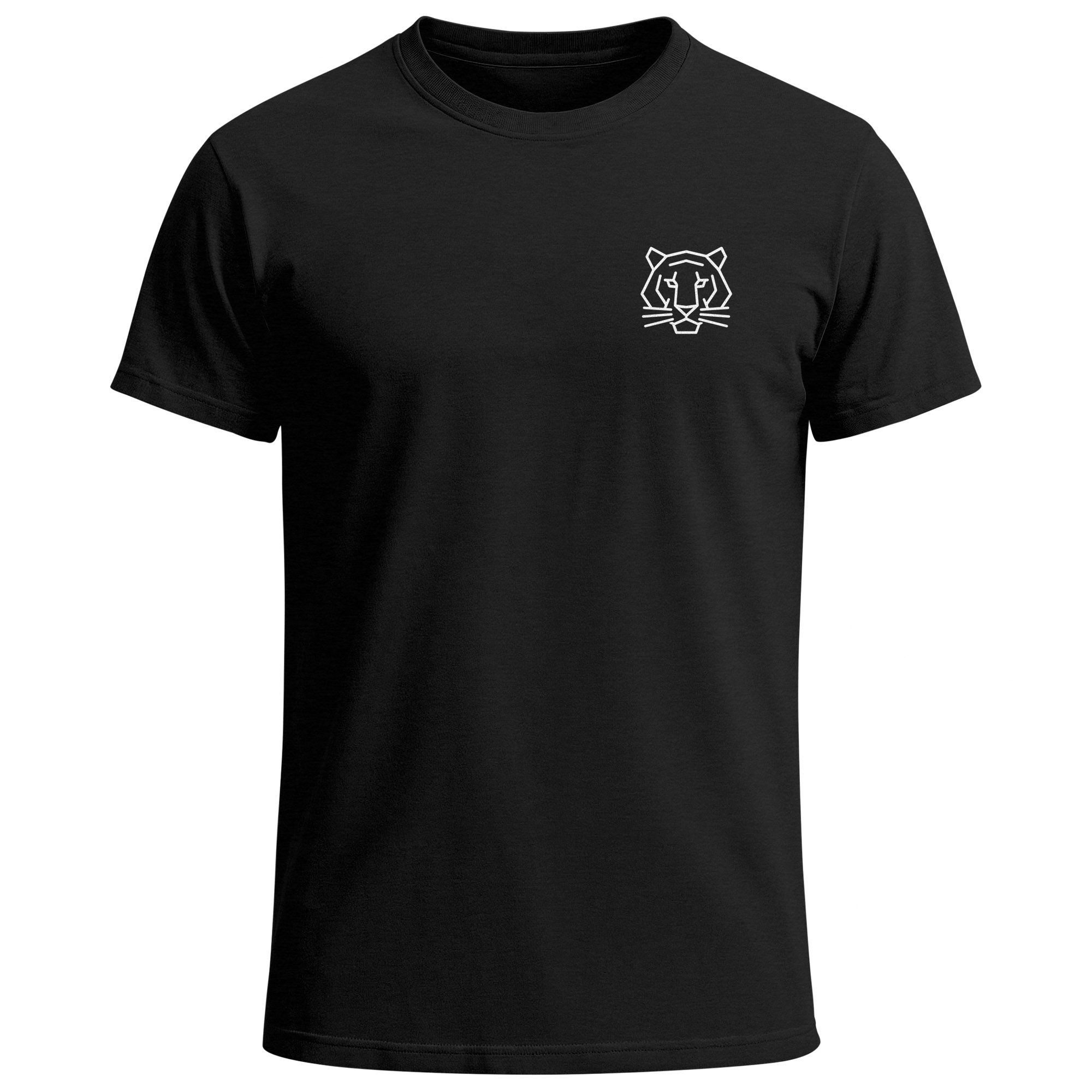 Neverless Print-Shirt Herren T-Shirt Baumwolle mit Brustlogo bedruckt Polygon Tiger Sommer mit Print