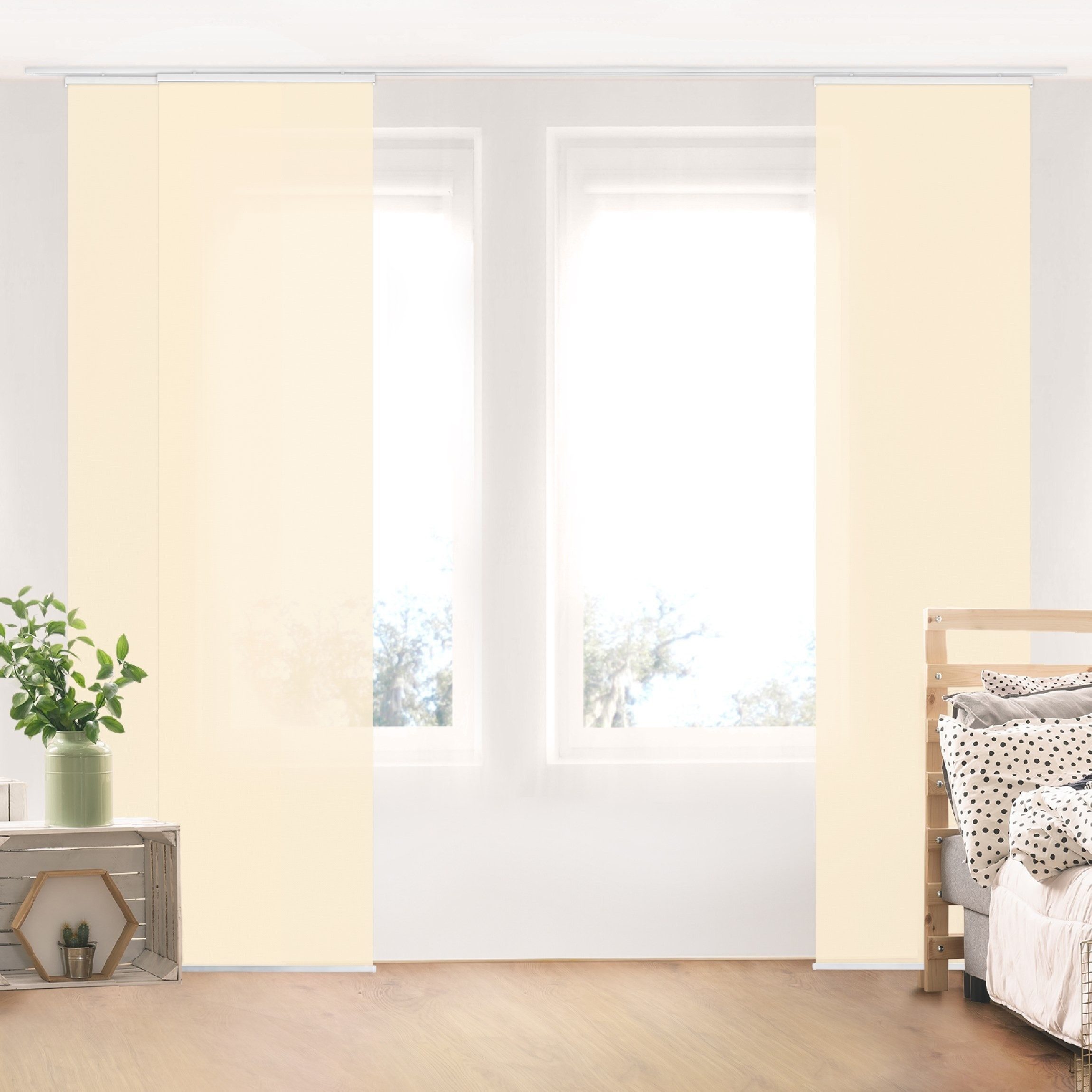 Bilderdepot24 Schiebegardine modern Flächenvorhang blickdicht Crème, günstig online kaufen