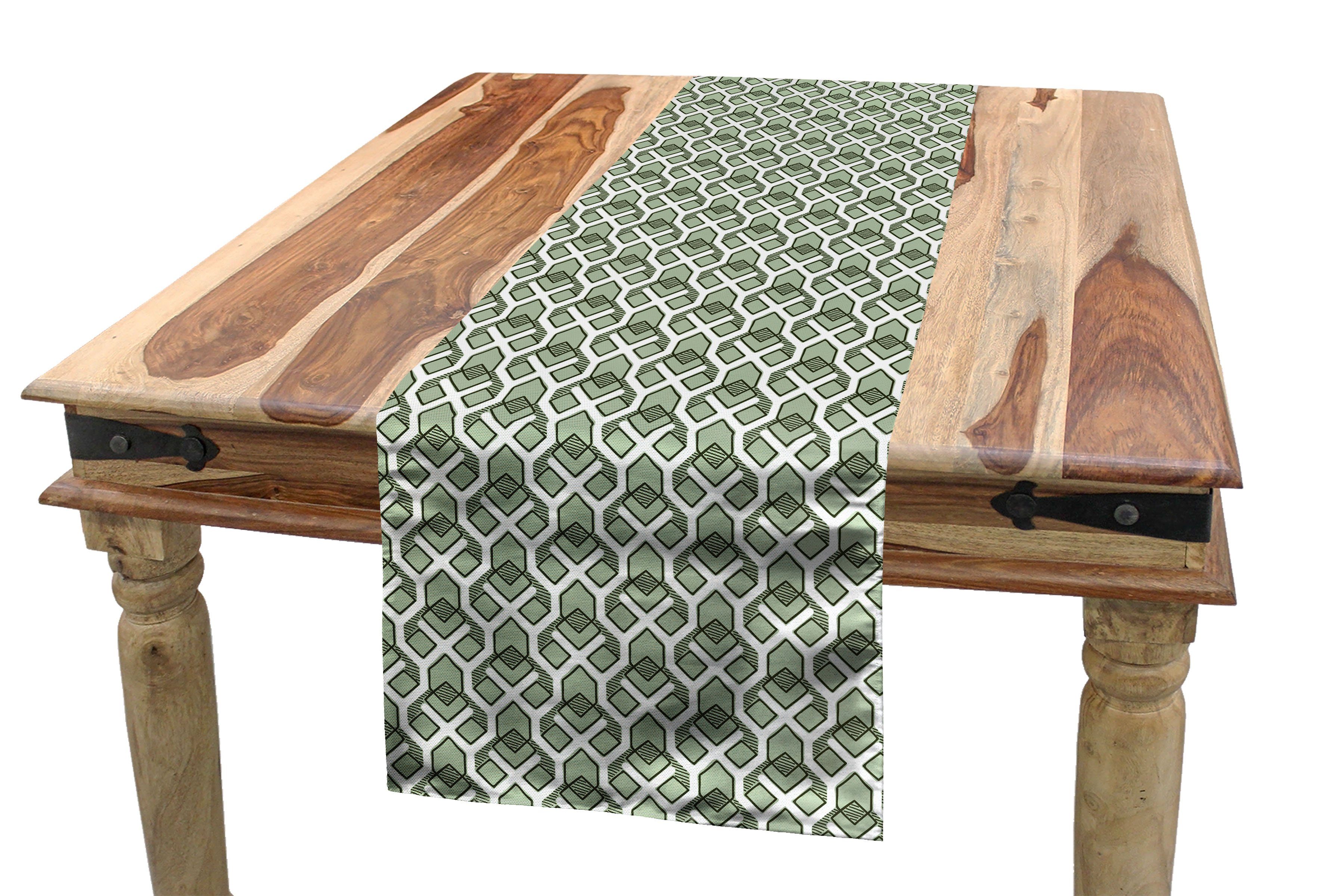 Abakuhaus Tischläufer Esszimmer Küche Rechteckiger Dekorativer Tischläufer, Geometrisch Vintage Rhombus Stripes