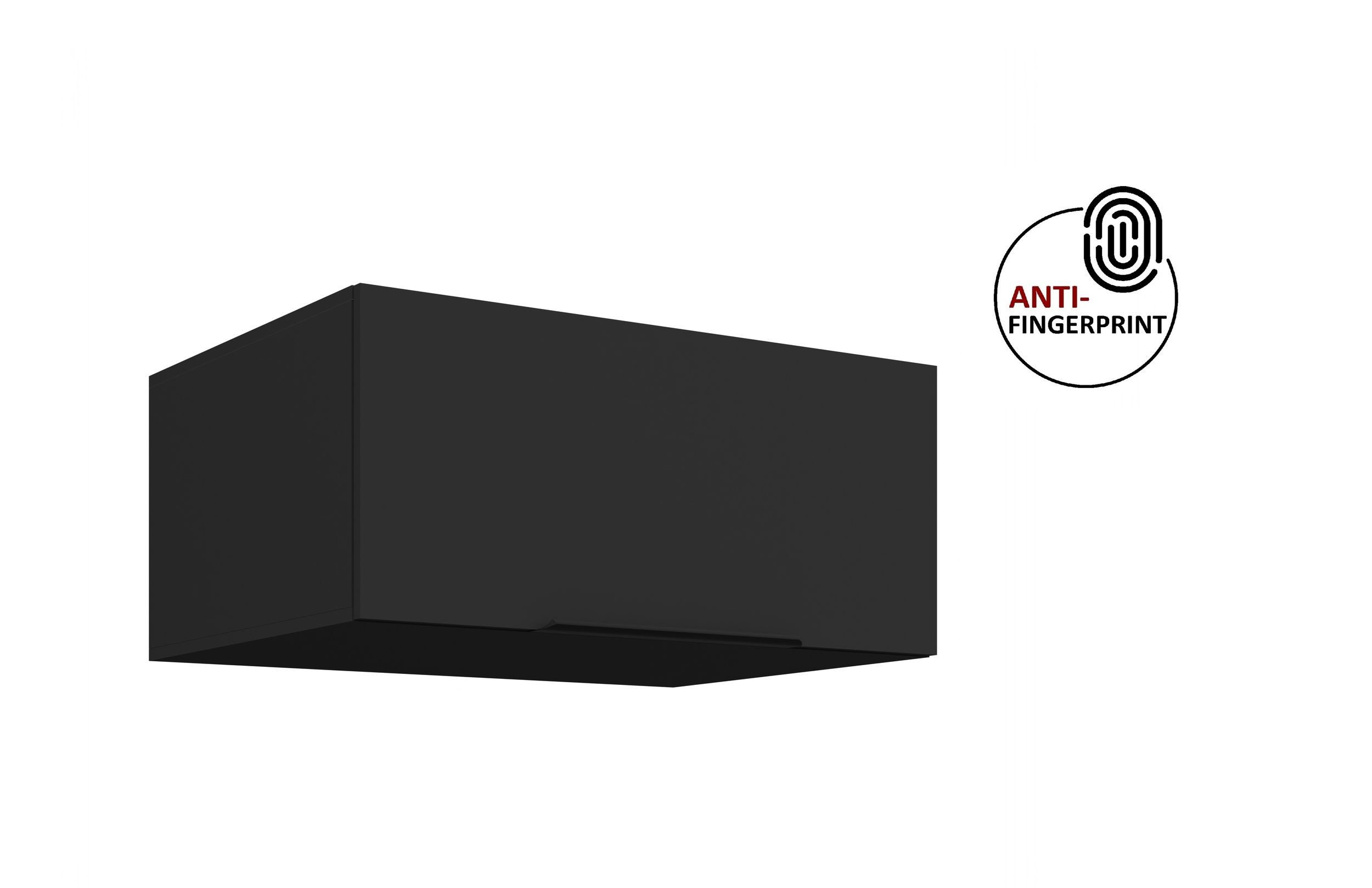 Küchen-Preisbombe Aufsatzschrank 80 cm Küche ARIA Schwarz Küchenzeile Küchenblock Anti Fingerprint