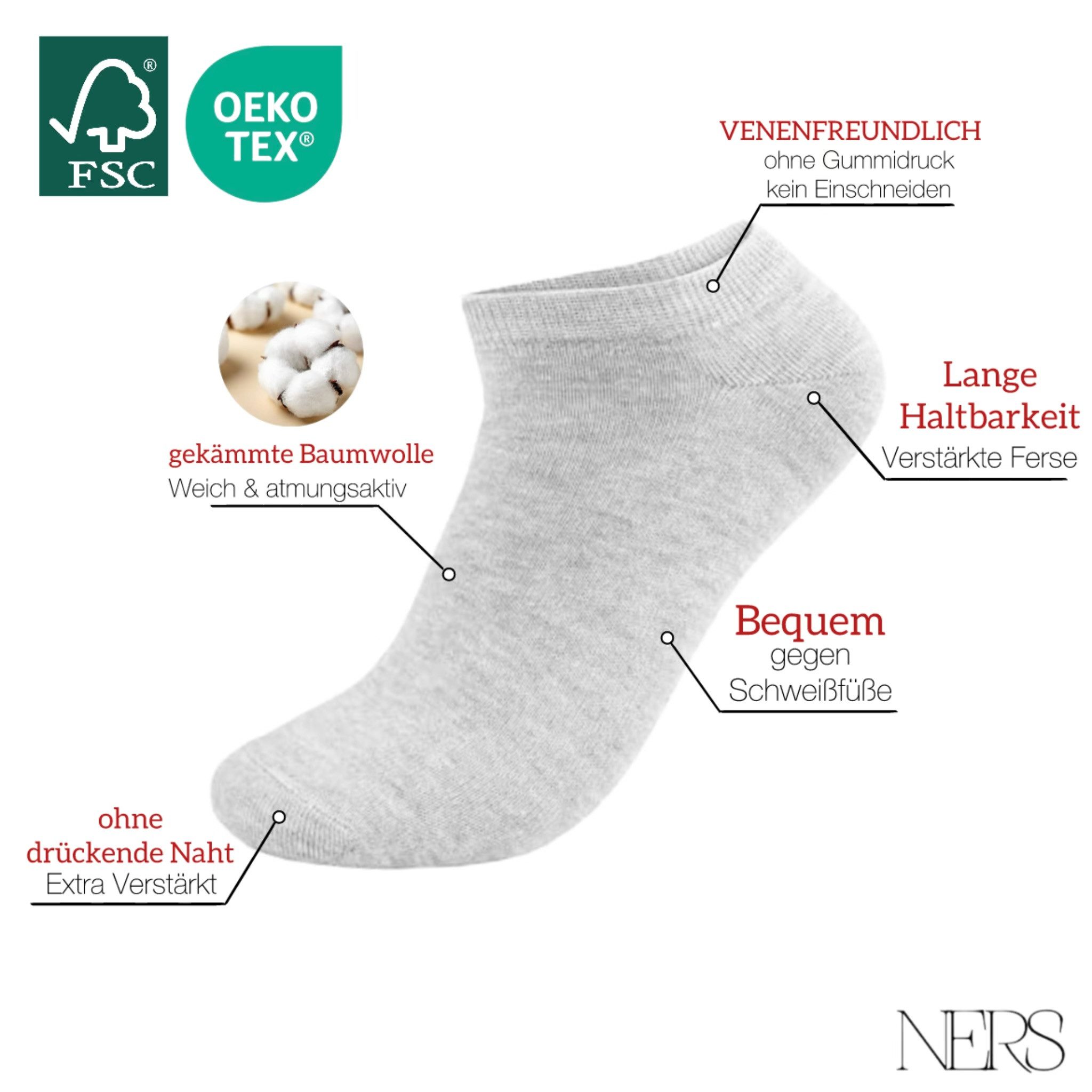 NERS Kurzsocken aus Baumwolle 10-20 Paar, günstig online kaufen