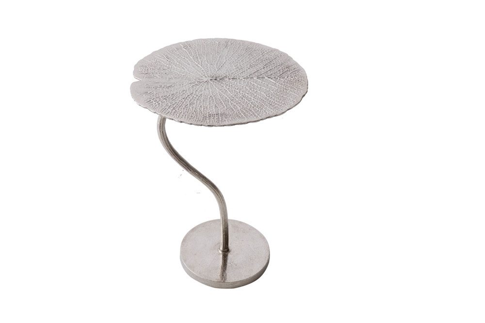 riess-ambiente Beistelltisch LEAF 42cm silber, Schlafzimmer · Metall · Blatt-Design · Handarbeit · Wohnzimmer