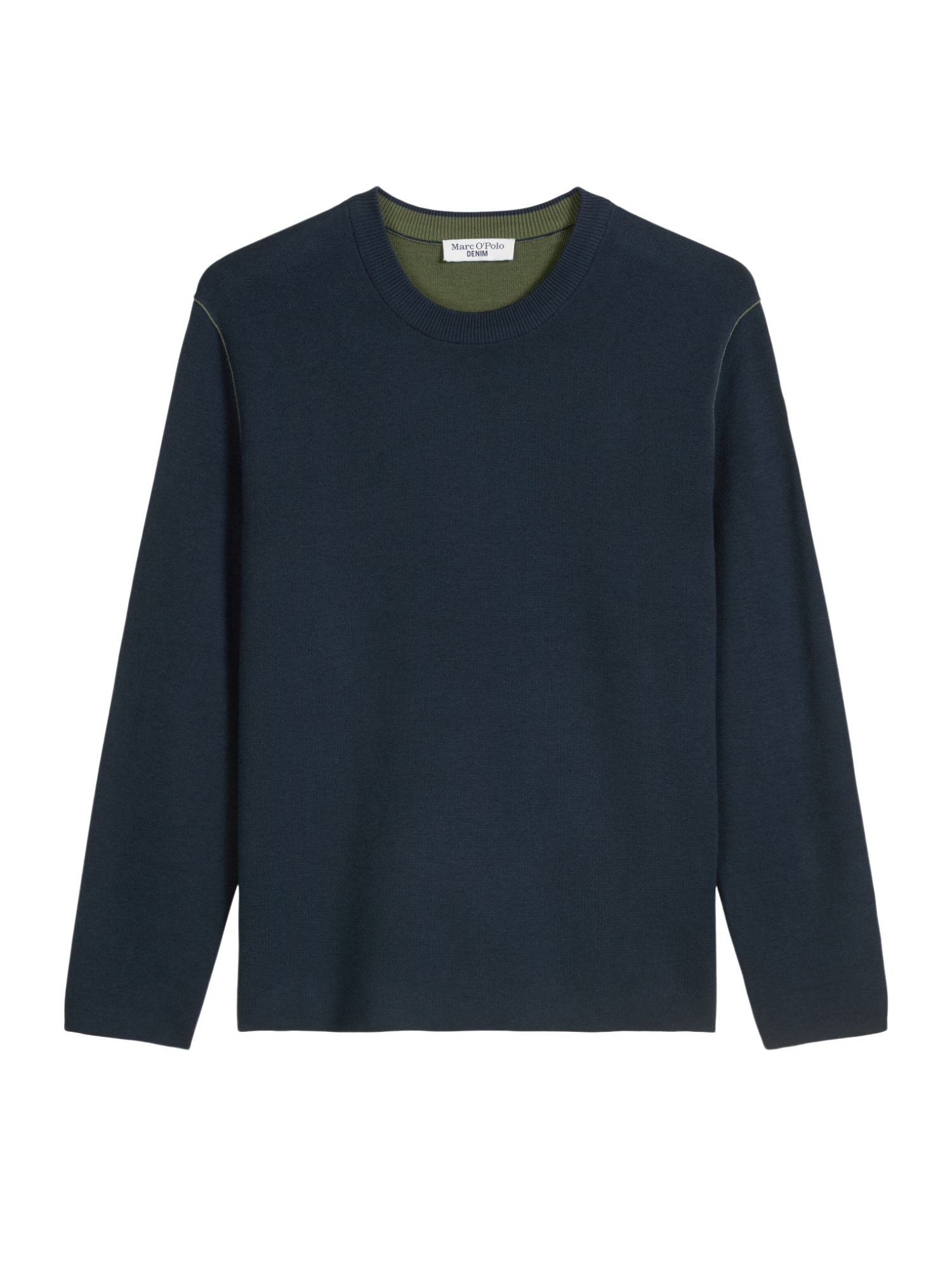 Marc O'Polo DENIM Strickpullover blau,Basic,Baumwolle,Unifarben,Rundhals,Lang,Regular Fit