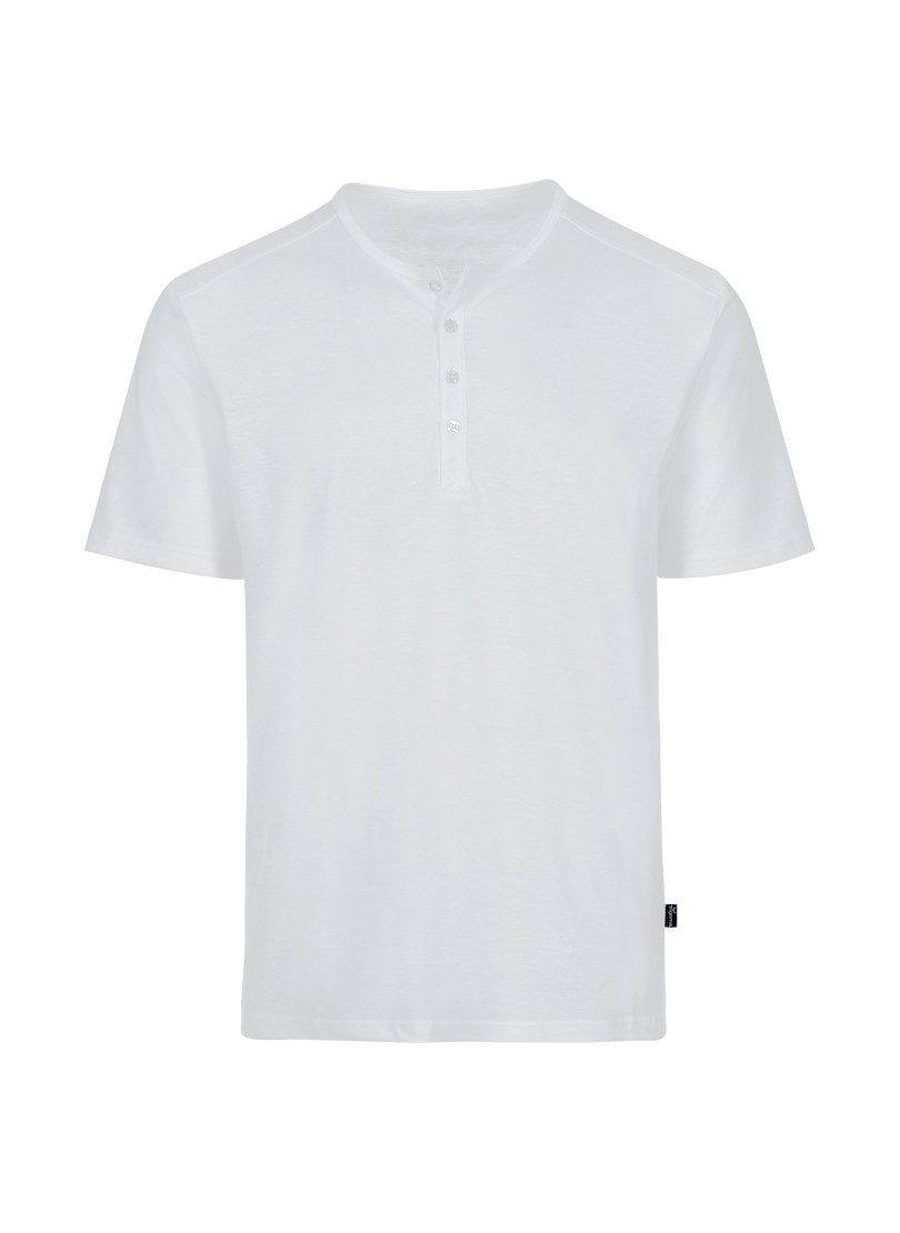 T-Shirt TRIGEMA T-Shirt mit Knopfleiste DELUXE Baumwolle