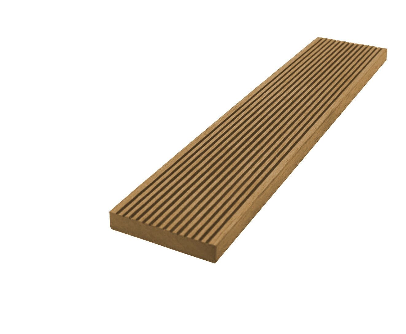 WPC Profi Terrassendielen WPC Flachleiste MUSTER 15 cm teak 55x10 mm, (Flachleiste, Musterstück 15 cm)