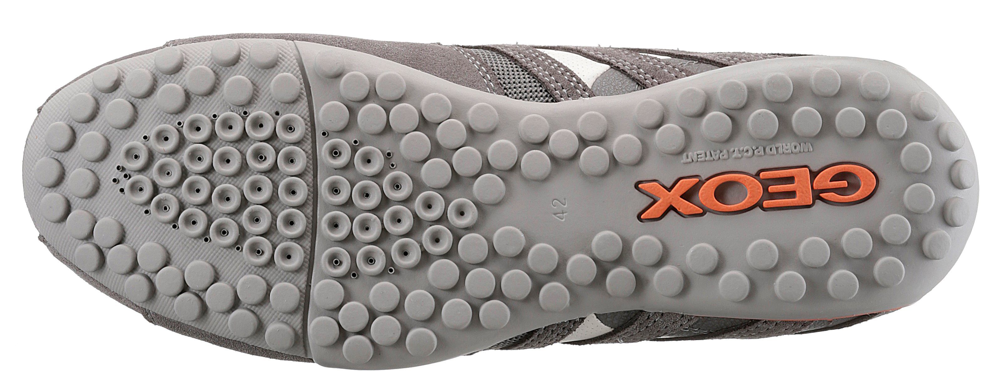 Membrane Geox modischen Slip-On Ziernähten Geox Sneaker SNAKE mit UOMO kombiniert Spezial mit und hellgrau,
