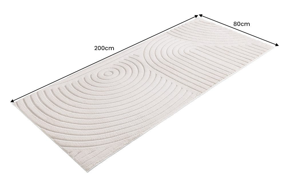 riess-ambiente Läufer ART DECO 200x80cm beige/creme - 3D-Strukturflor, Hoch-Tief-Effekt, rechteckig, Höhe: 9 mm, weiche Haptik & für Fußbodenheizungen – ideal für Deinen Flur
