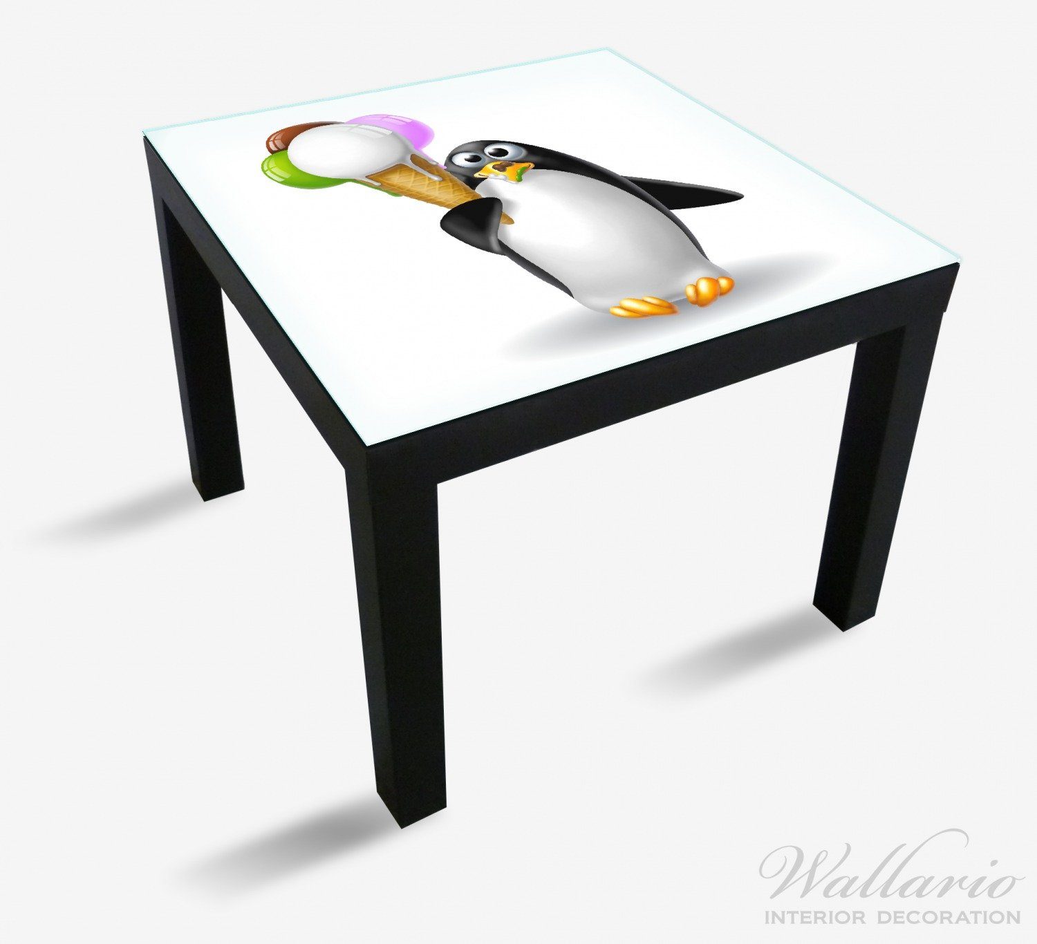 Wallario Tischplatte Süßer Lack St), Eis (1 für Tisch geeignet Ikea Pinguin