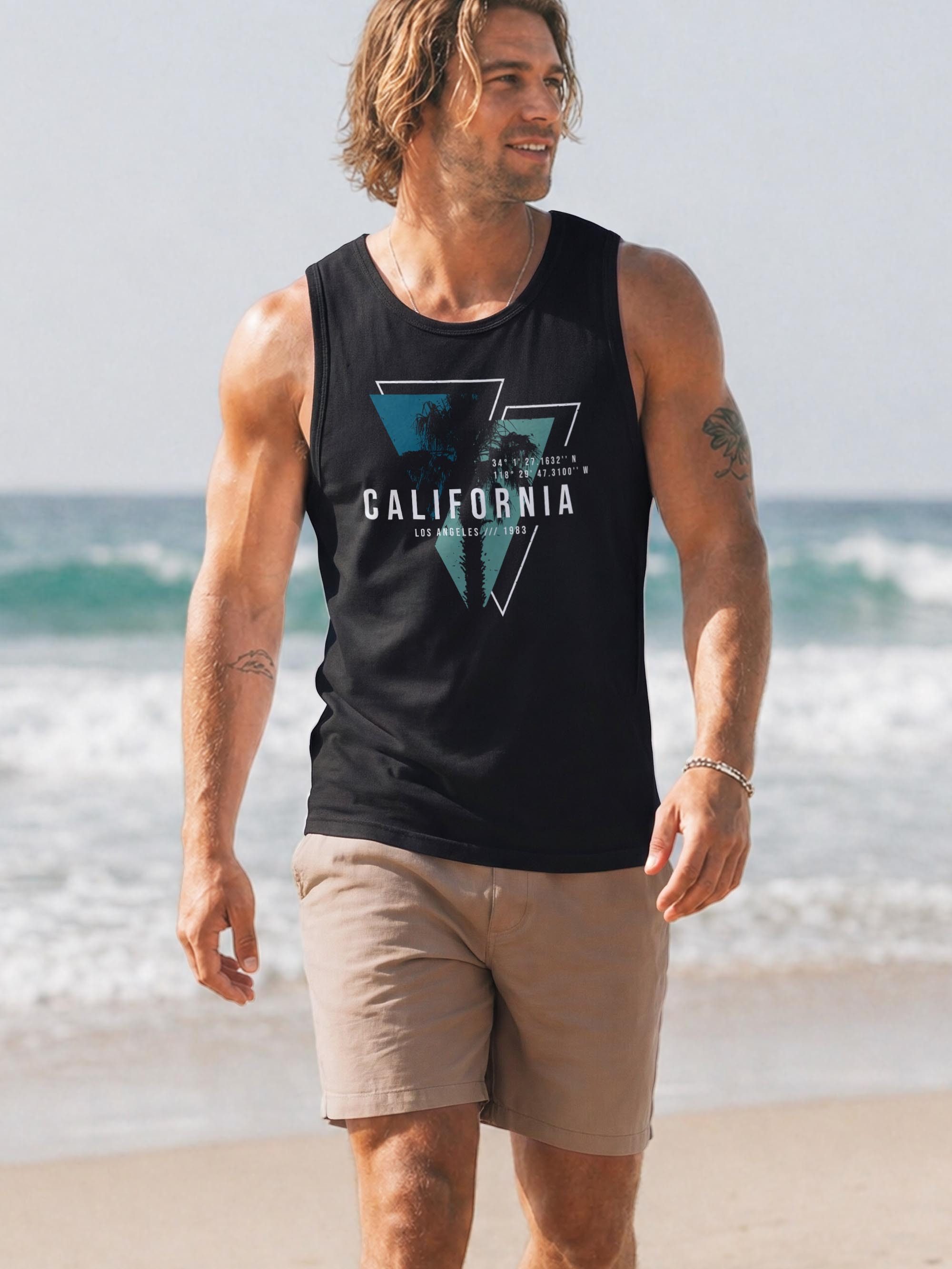 Neverless Tanktop Herren Tank-Top California Los Angeles Surfing Motiv Sommer Fashion mit Print