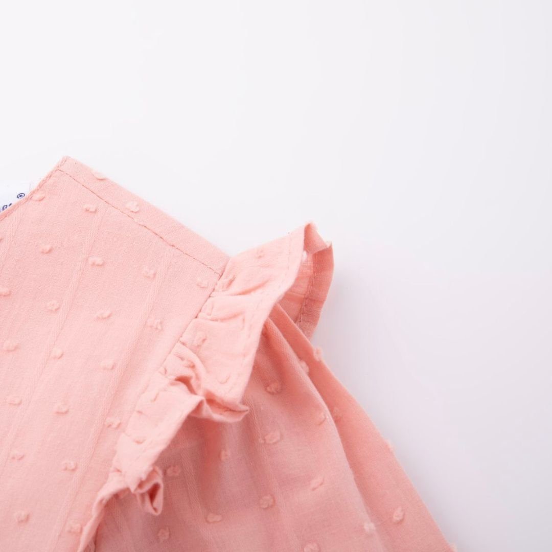 suebidou Midikleid Rüschenkleid rosa langarm Mädchen für strukturiertes Kleid rosa