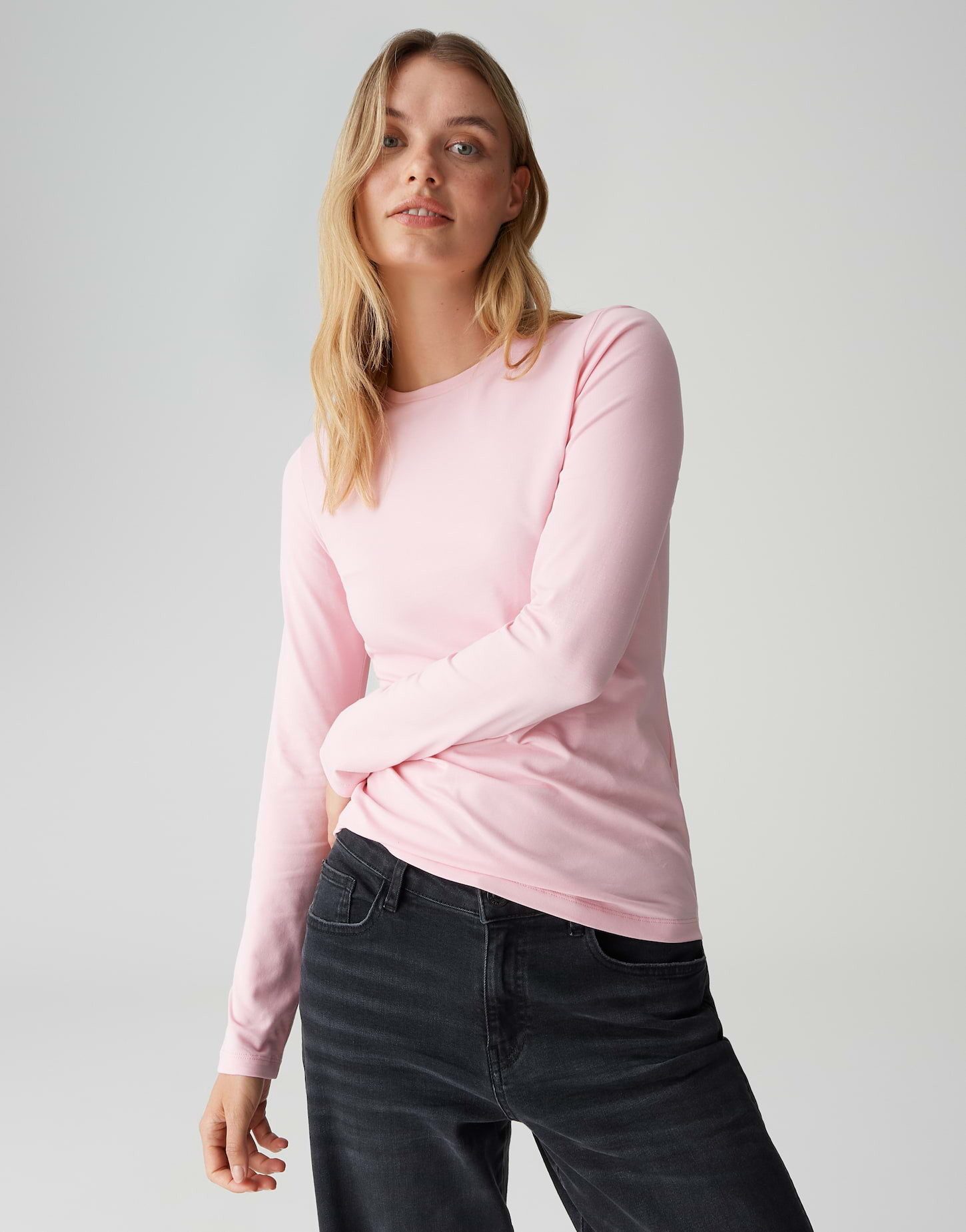 OPUS Langarmshirt SMILLA aus Jersey figurbetont geschnitten, weicher Griff, formstabil