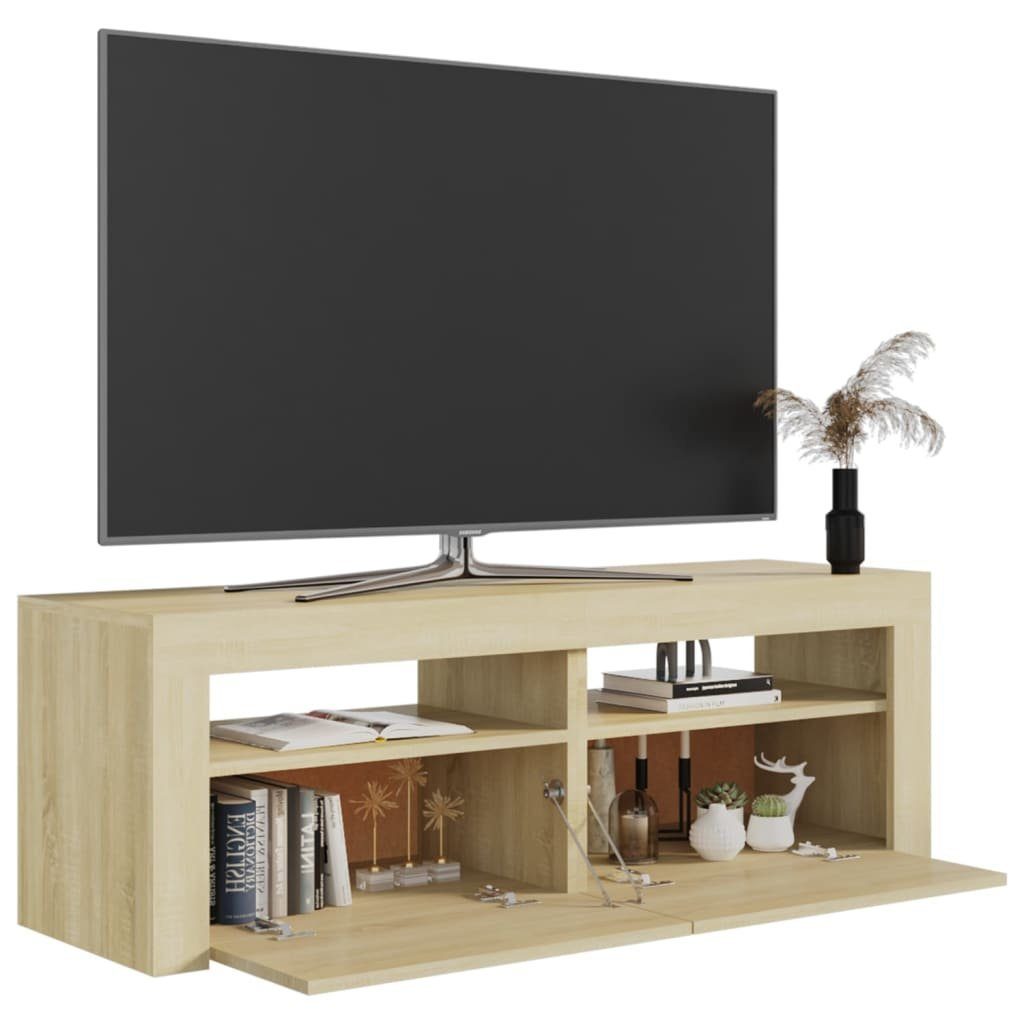 Sonoma-Eiche vidaXL (1-St) TV-Schrank 120x35x40 cm mit Sonoma LED-Leuchten TV-Schrank Eiche