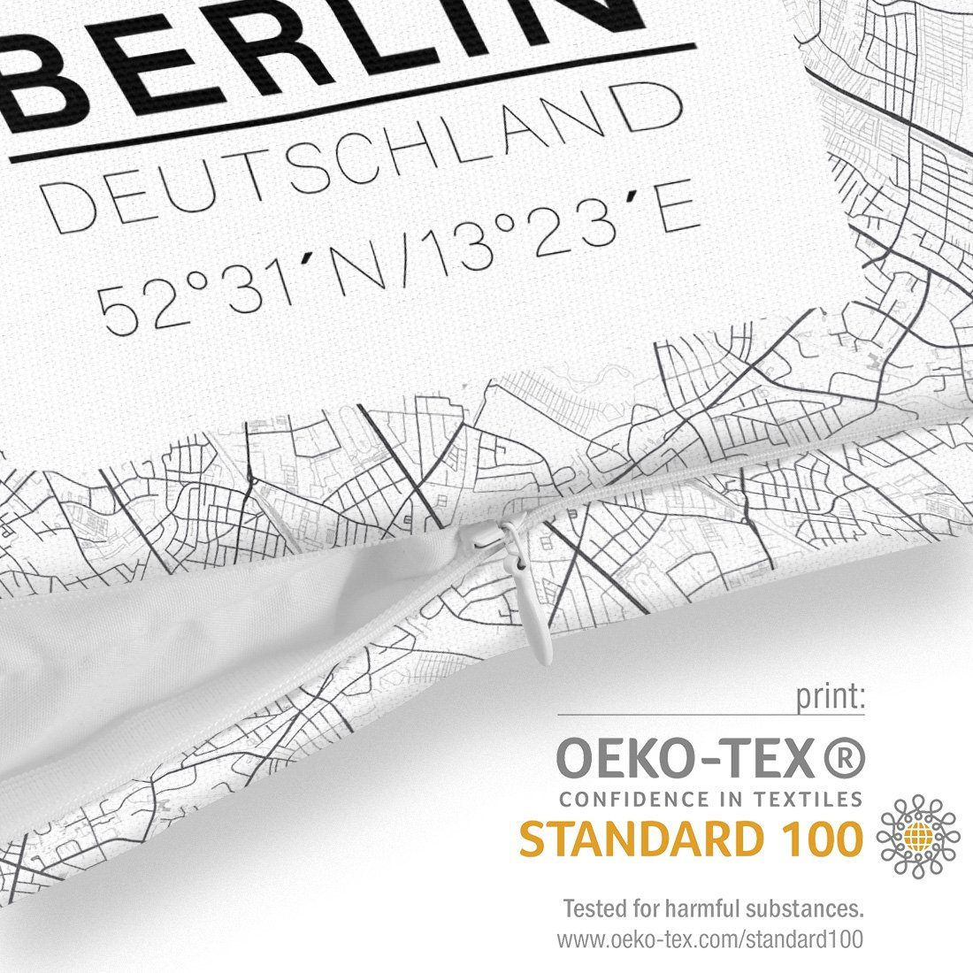 Berliner (1 VOID Stück), Reichstag Bär Hauptstadt Deutschland Karte Kissenbezug, Stadt-Plan