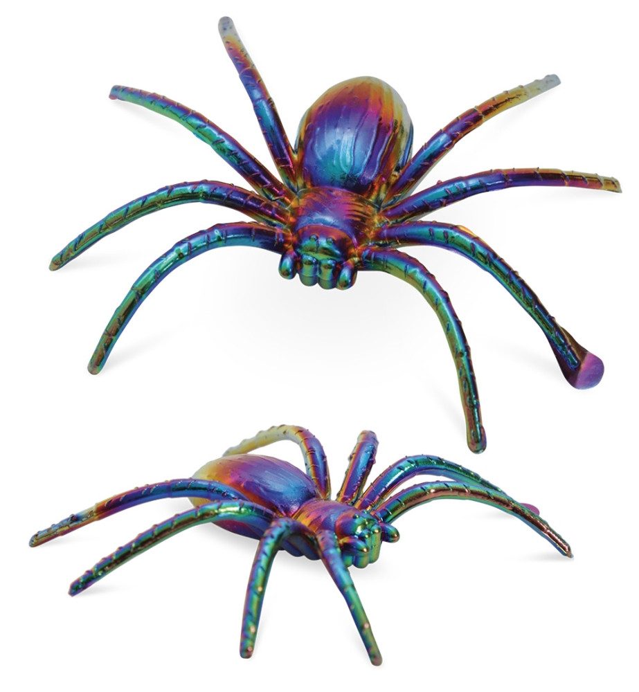 Fries Tierfigur 2er Set Metallic Deko Spinne 9 cm x 7 cm Halloween Karneval Cosplay, 2er Set