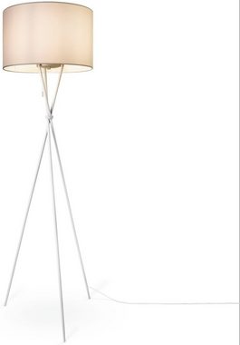 Paco Home Stehlampe KATE CANVAS UNI COLOR, ohne Leuchtmittel, Wohnzimmer Dreibein Stoffschirmlampe Standleuchte Textil Schirm E27