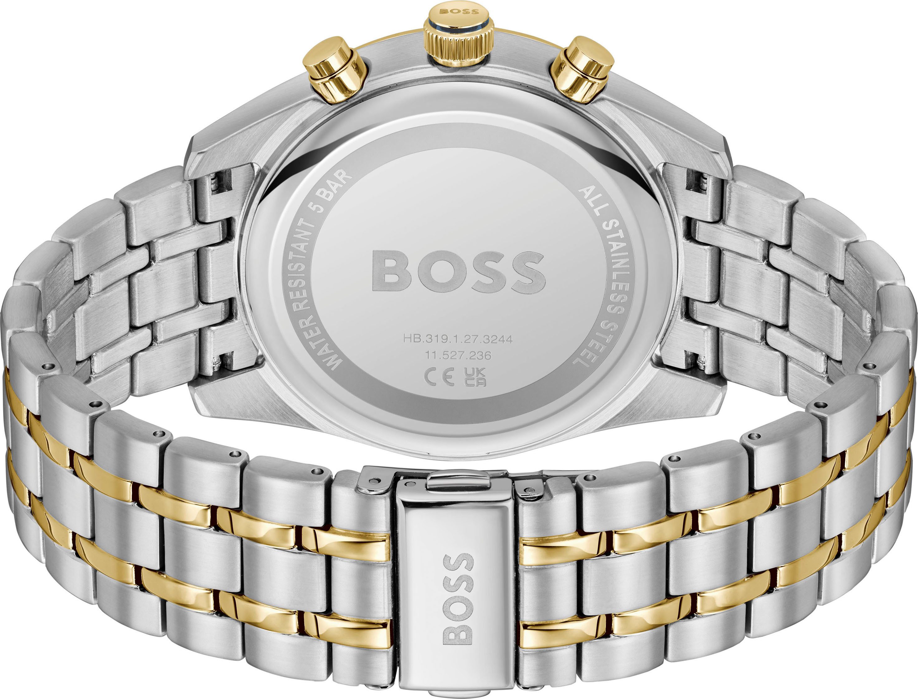 BOSS Chronograph SKYTRAVELLER 1514247, Quarzuhr, Armbanduhr, Herrenuhr, Edelstahlarmband, analog, Tag